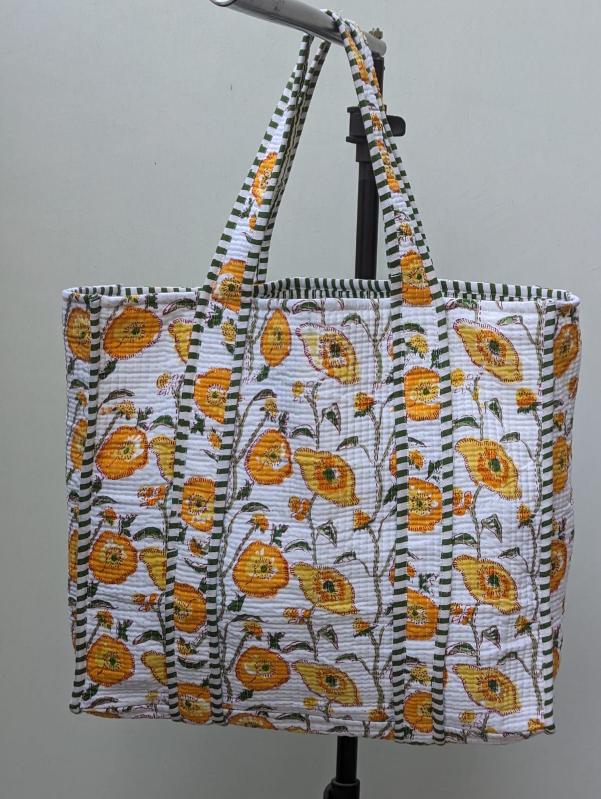 Cotton Floral Hand Block Printed Bags Cotton Quilted Tote Bags Eco Friendly Tote Bags Women Shopping Bags Block Print Bags