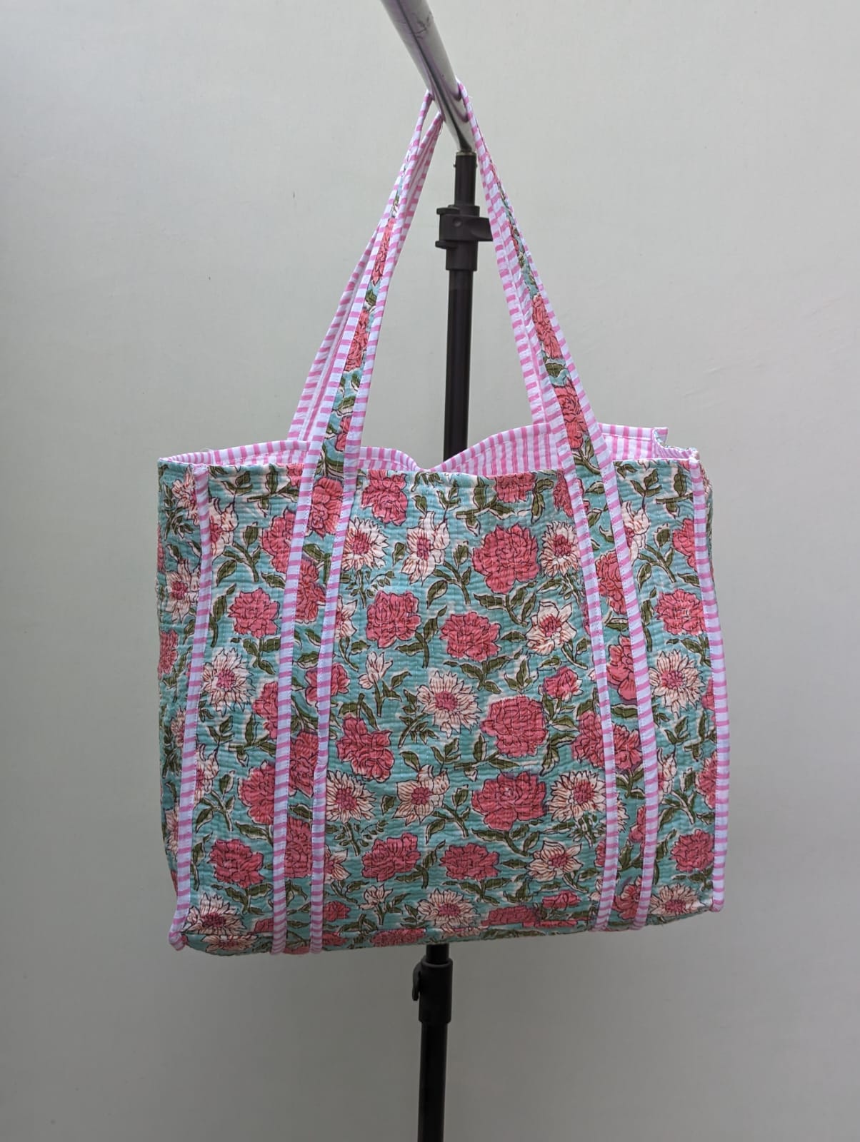 Cotton Floral Hand Block Printed Bags Cotton Quilted Tote Bags Eco Friendly Tote Bags Women Shopping Bags Block Print Bags