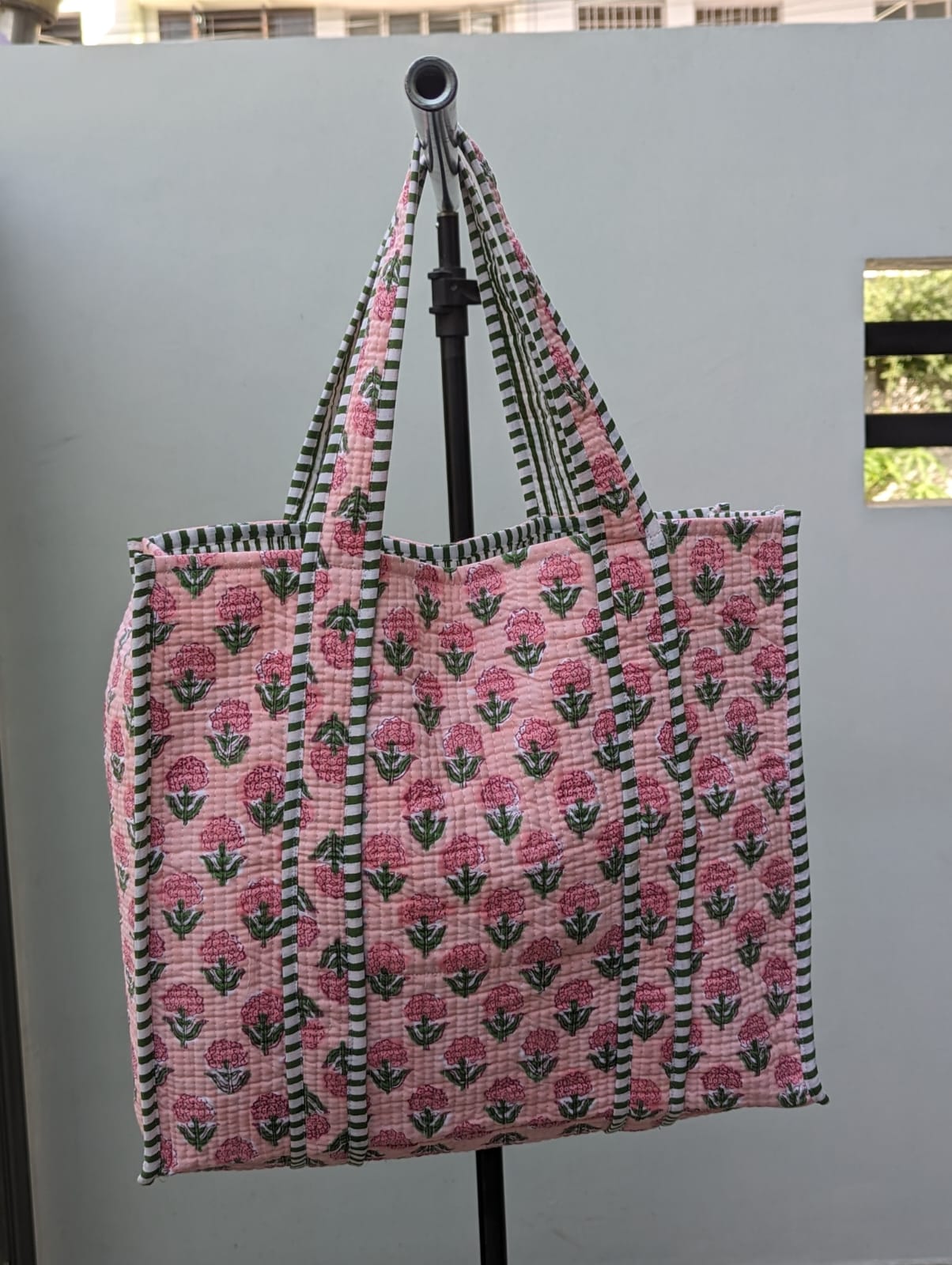 Cotton Floral Hand Block Printed Bags Cotton Quilted Tote Bags Eco Friendly Tote Bags Women Shopping Bags Block Print Bags