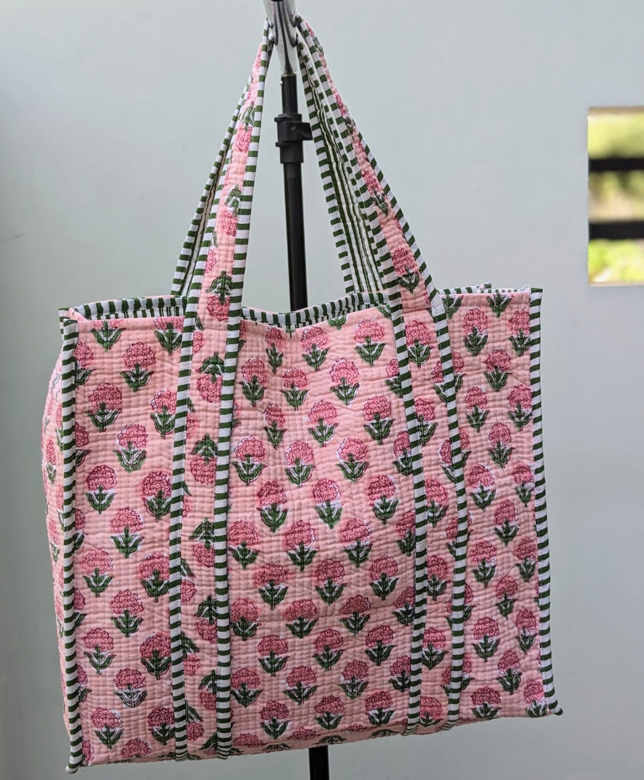 Cotton Floral Hand Block Printed Bags Cotton Quilted Tote Bags Eco Friendly Tote Bags Women Shopping Bags Block Print Bags