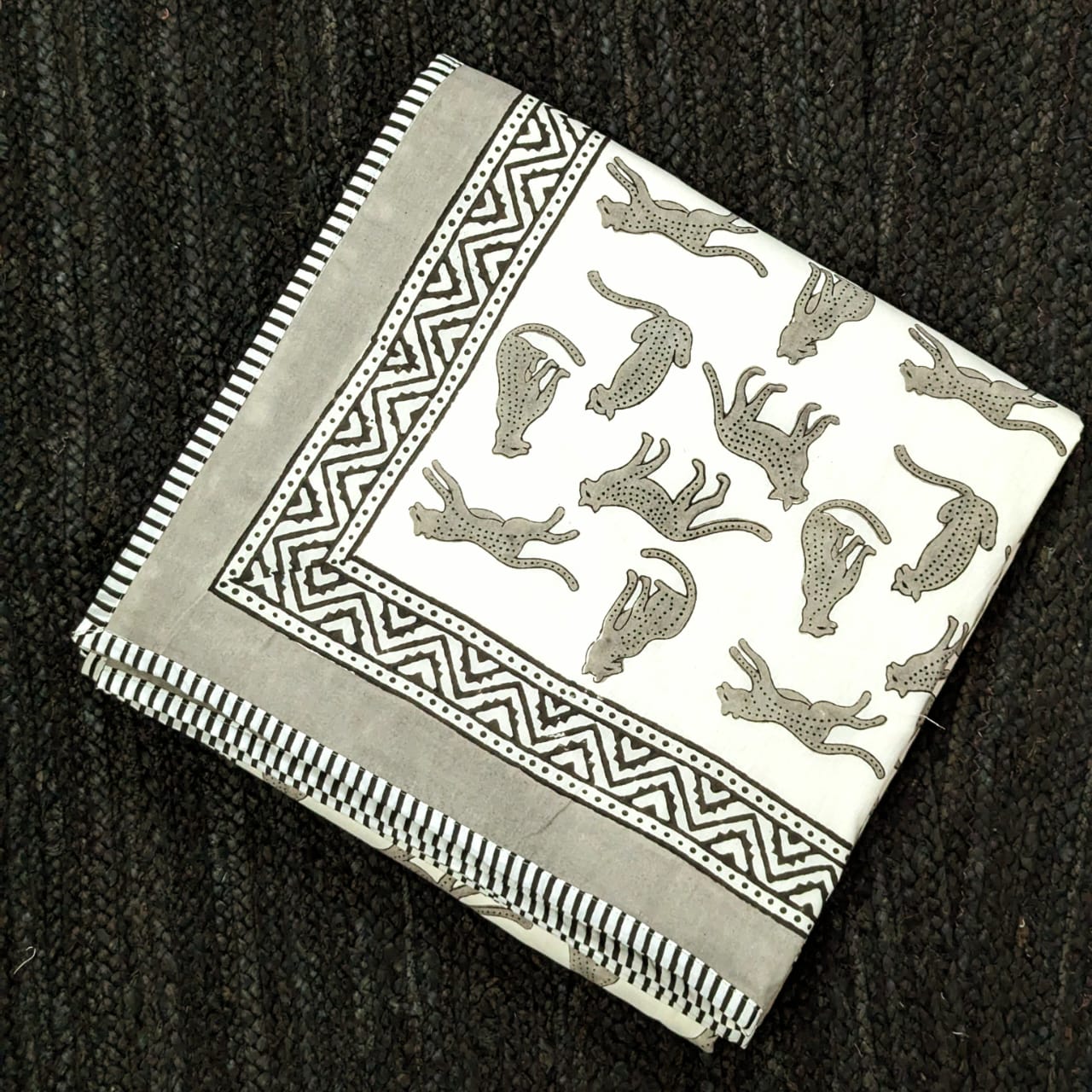 Lappered hand block printed Organic Cotton Dohar both side printed