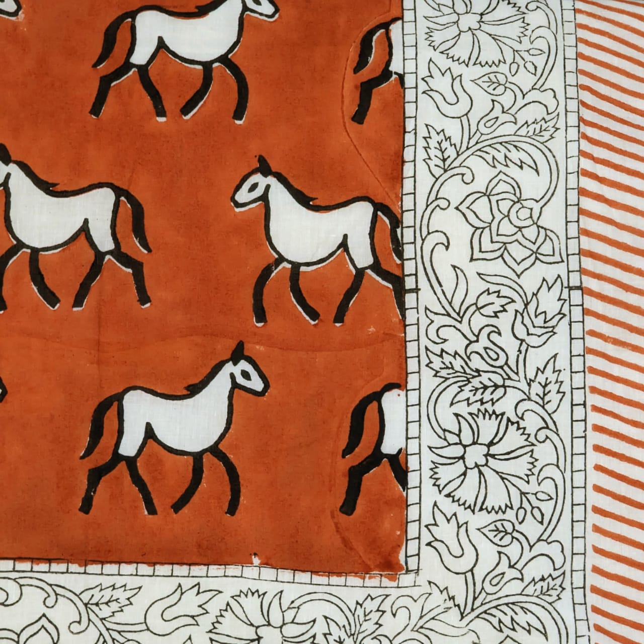 Hand block printed Organic Cotton Dohar both side printed Ponny