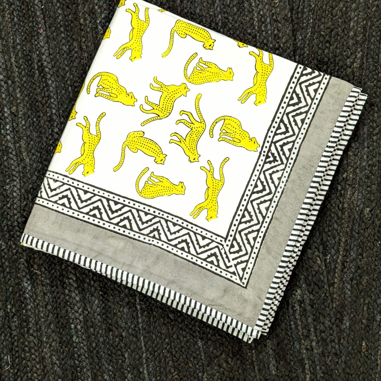 Lappered hand block printed Organic Cotton Dohar both side printed