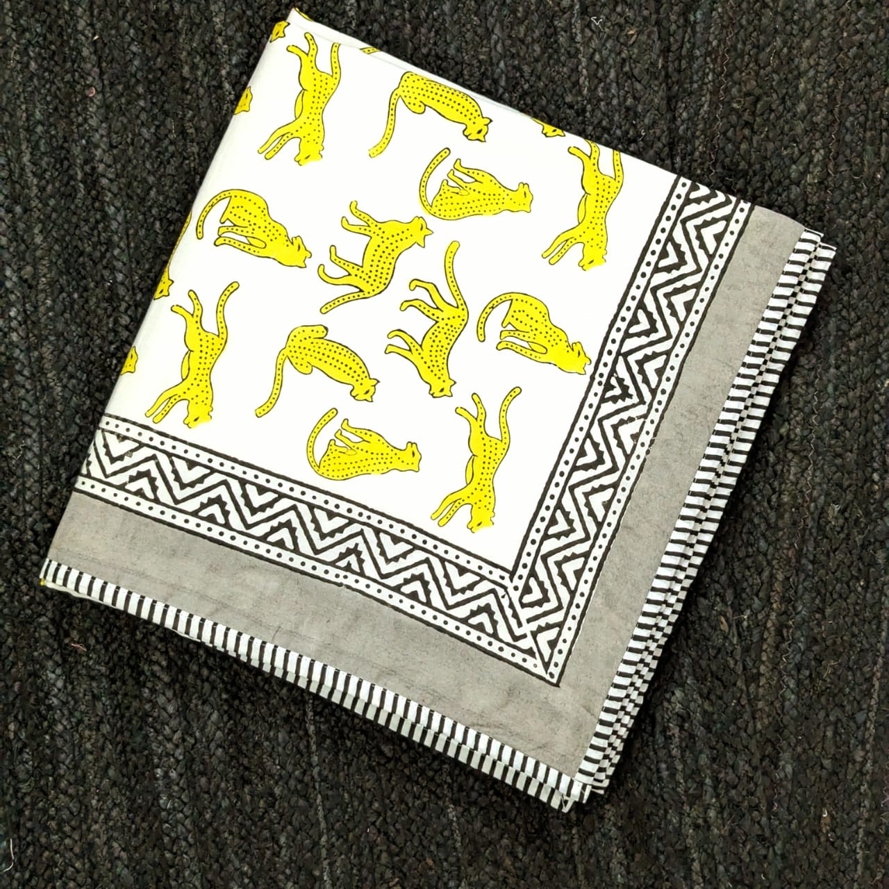 Lappered hand block printed Organic Cotton Dohar both side printed