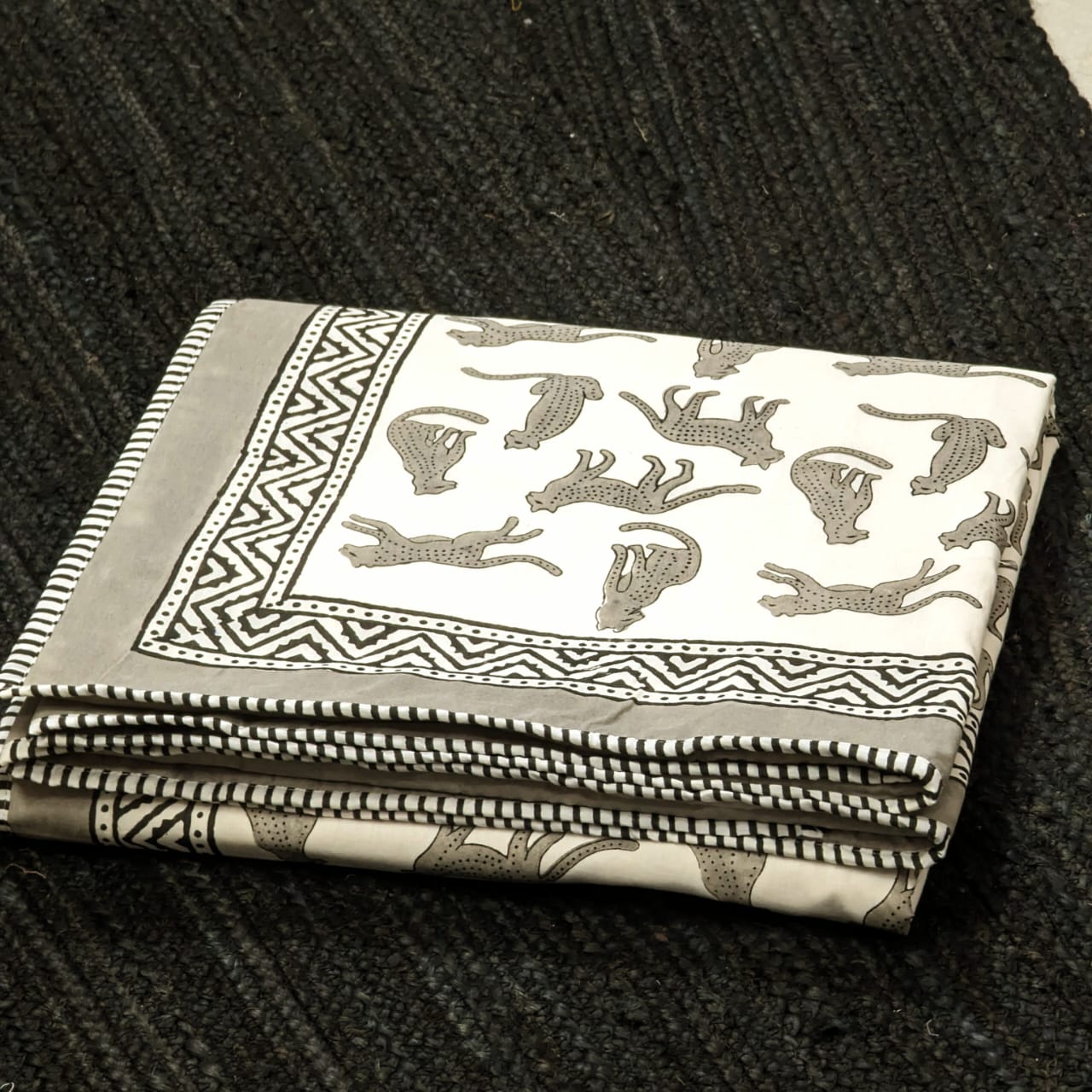 Lappered hand block printed Organic Cotton Dohar both side printed