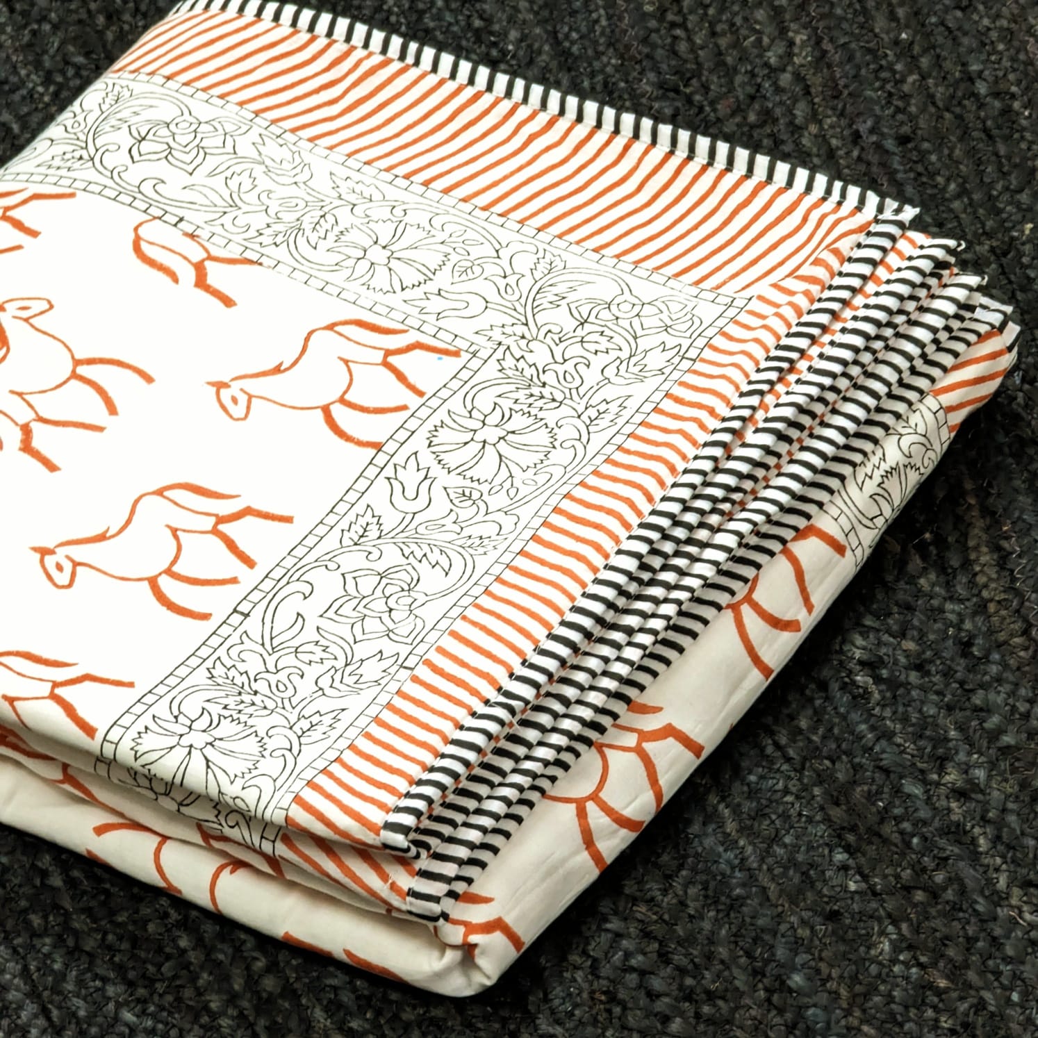 Hand block printed Organic Cotton Dohar both side printed Ponny
