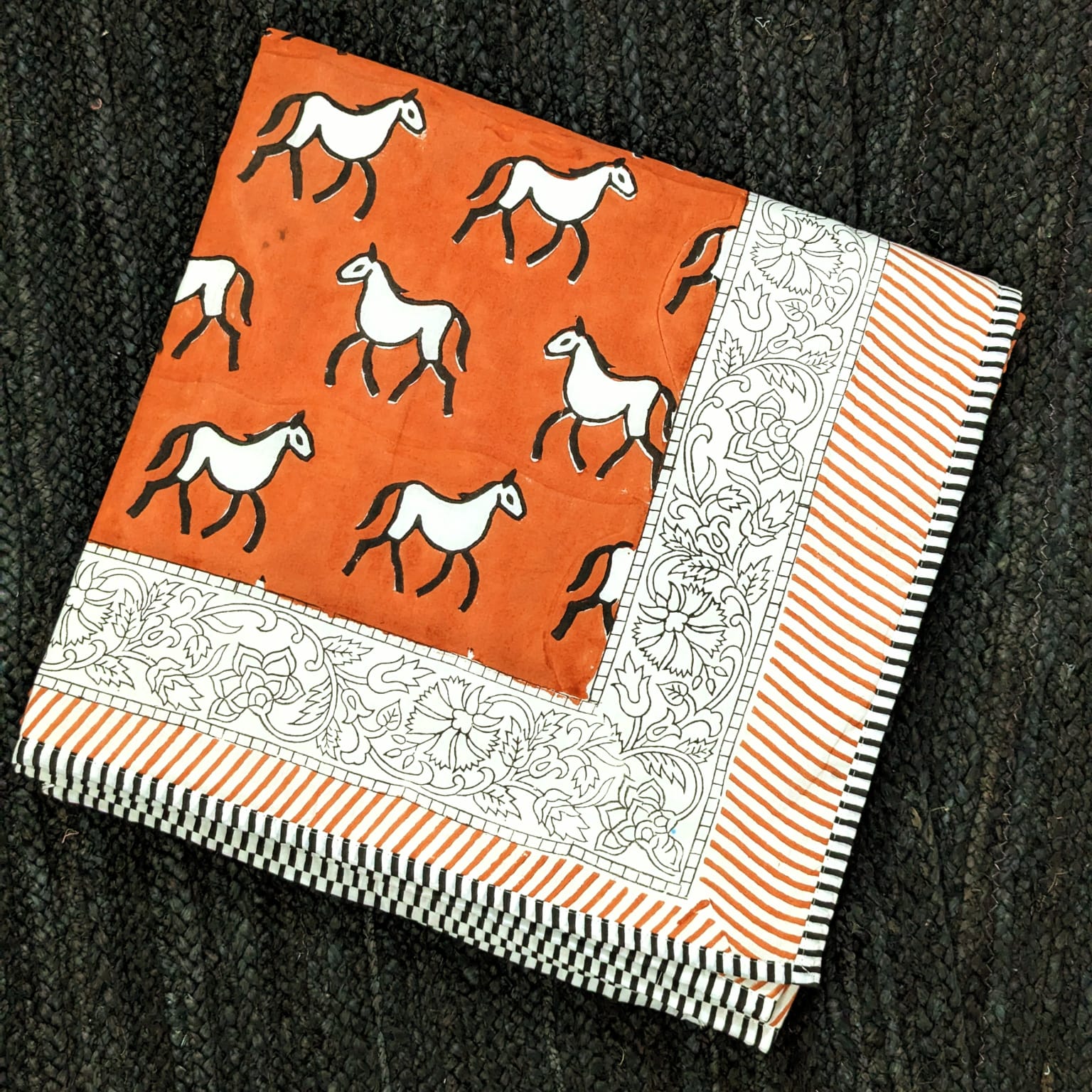 Hand block printed Organic Cotton Dohar both side printed Ponny