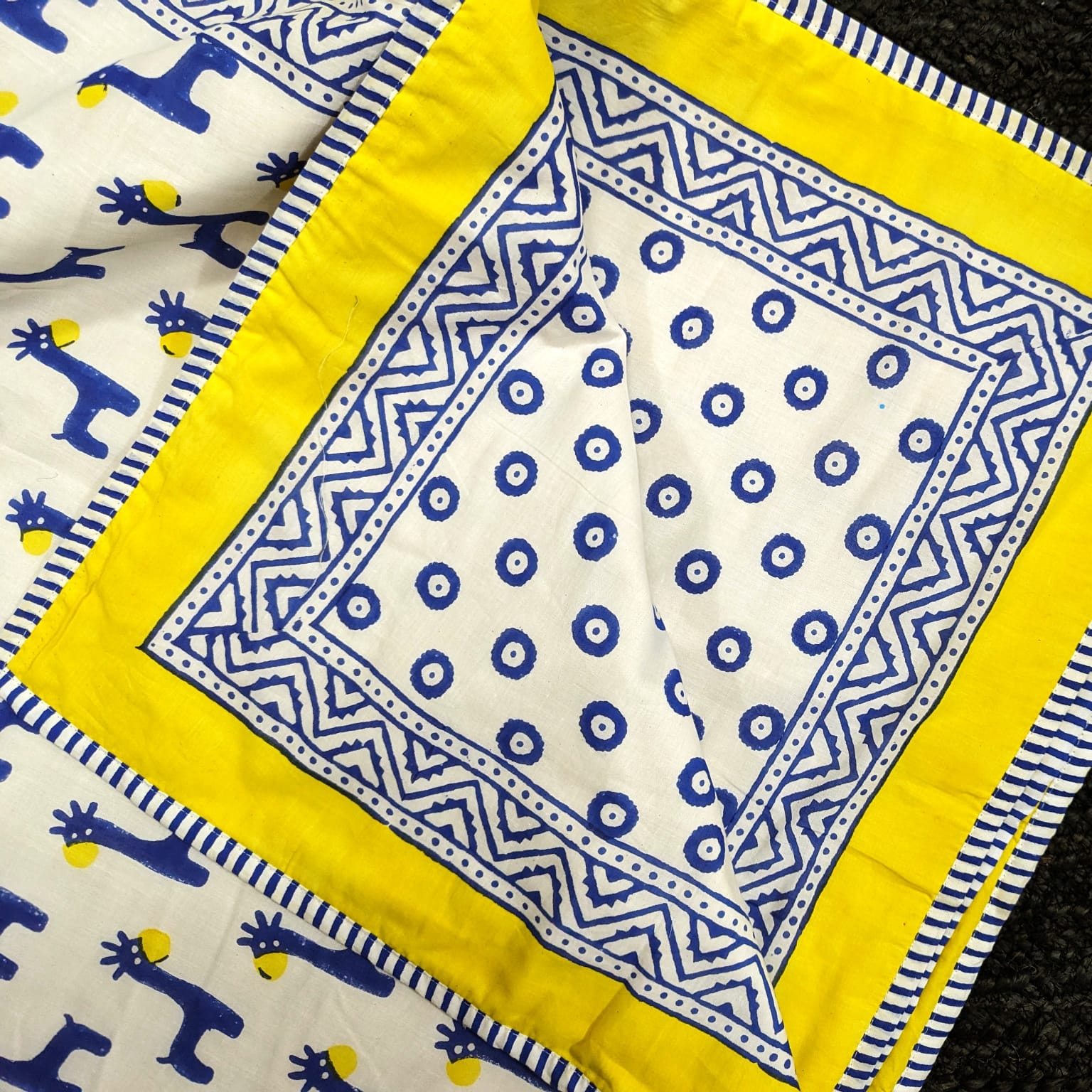 Blue Giraffe Organic Cotton Dohar Organic Cotton Dohar both side printed