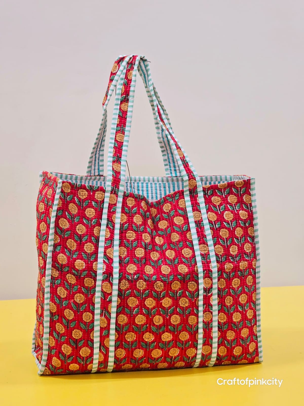 Cotton Floral Hand Block Printed Bags Cotton Quilted Tote Bags Eco Friendly Tote Bags Women Shopping Bags Block Print Bags