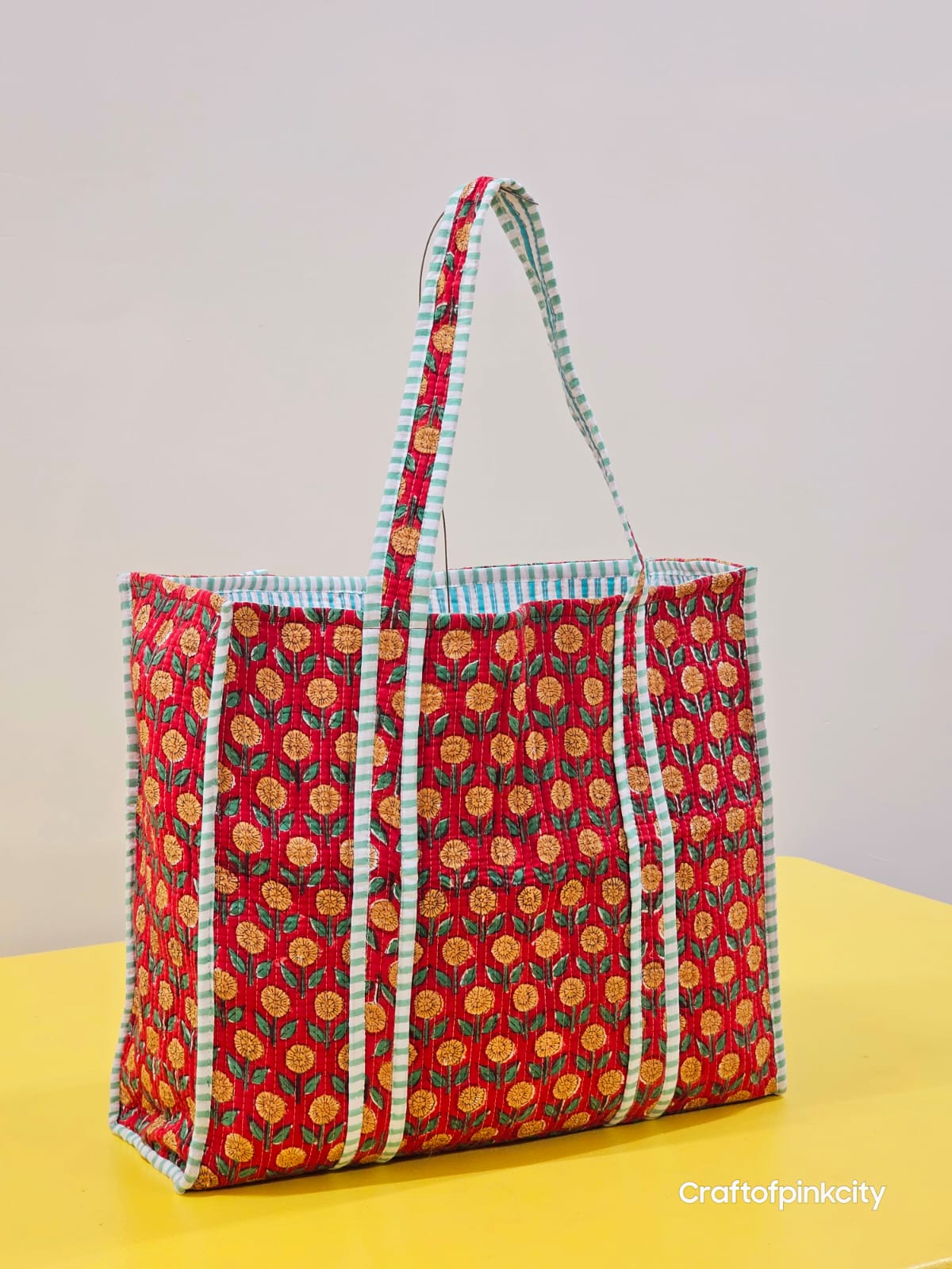 Cotton Floral Hand Block Printed Bags Cotton Quilted Tote Bags Eco Friendly Tote Bags Women Shopping Bags Block Print Bags