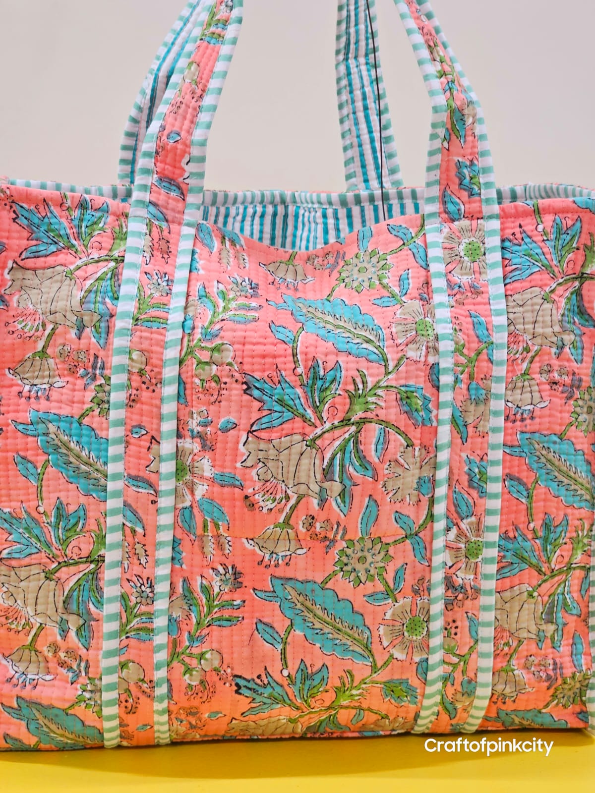 Cotton Floral Hand Block Printed Bags Cotton Quilted Tote Bags Eco Friendly Tote Bags Women Shopping Bags Block Print Bags