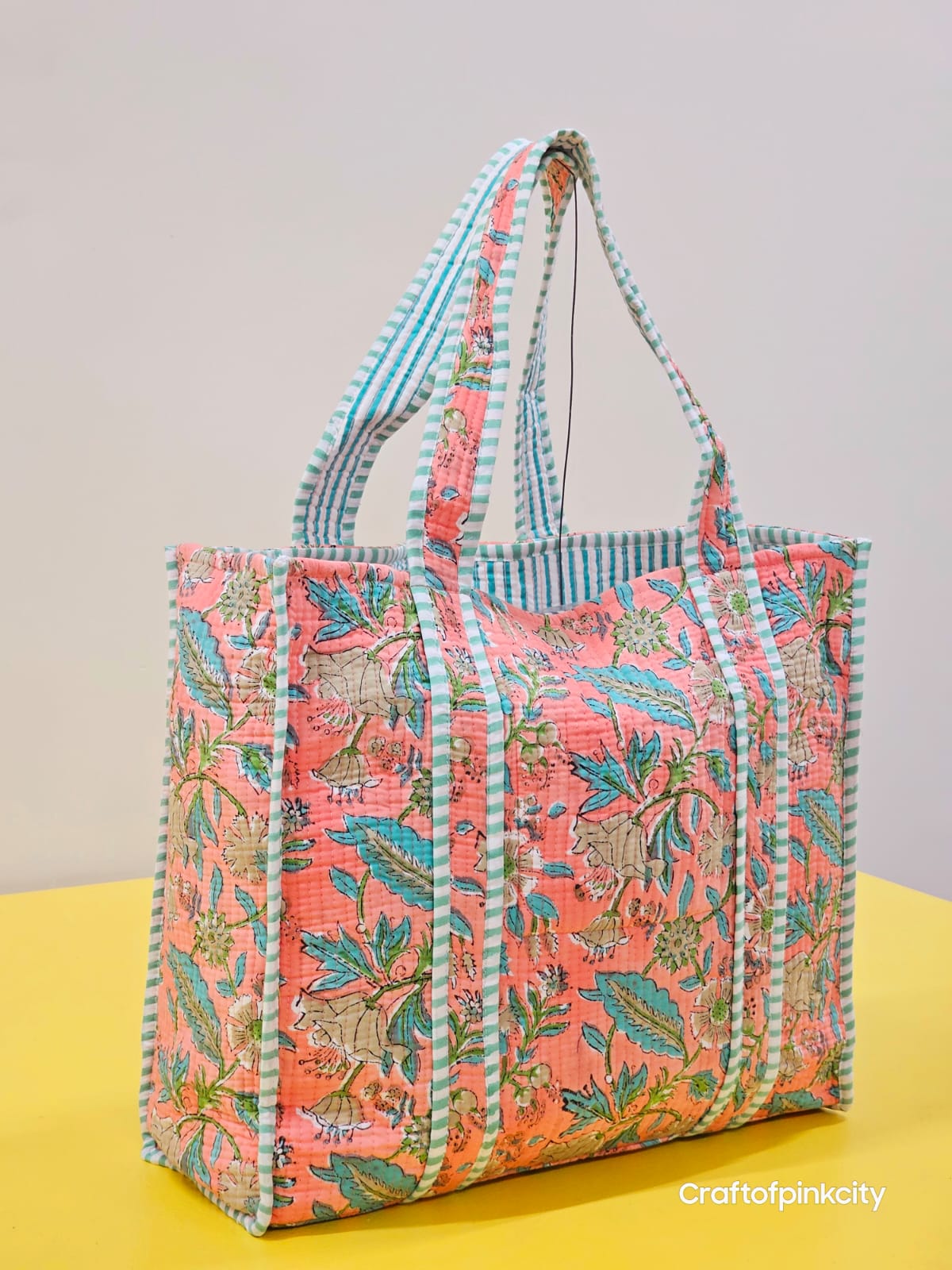Cotton Floral Hand Block Printed Bags Cotton Quilted Tote Bags Eco Friendly Tote Bags Women Shopping Bags Block Print Bags