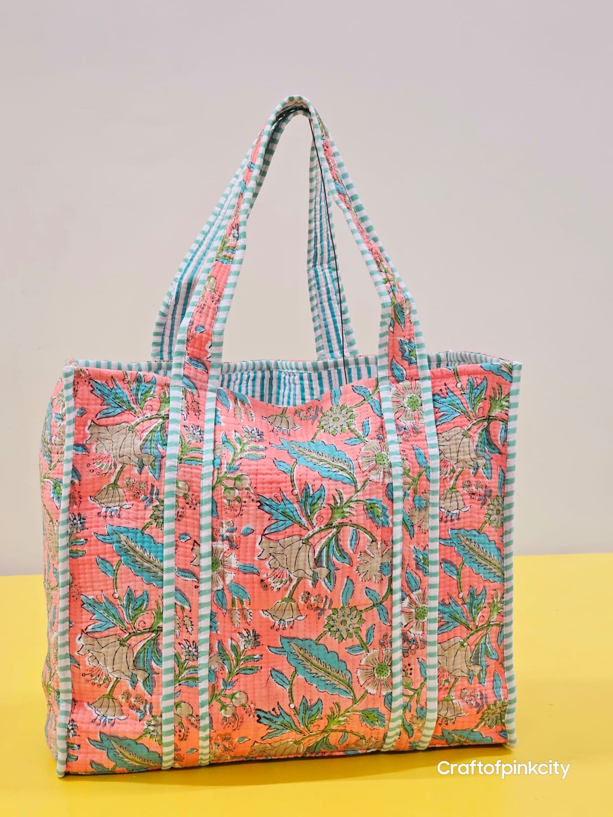 Cotton Floral Hand Block Printed Bags Cotton Quilted Tote Bags Eco Friendly Tote Bags Women Shopping Bags Block Print Bags