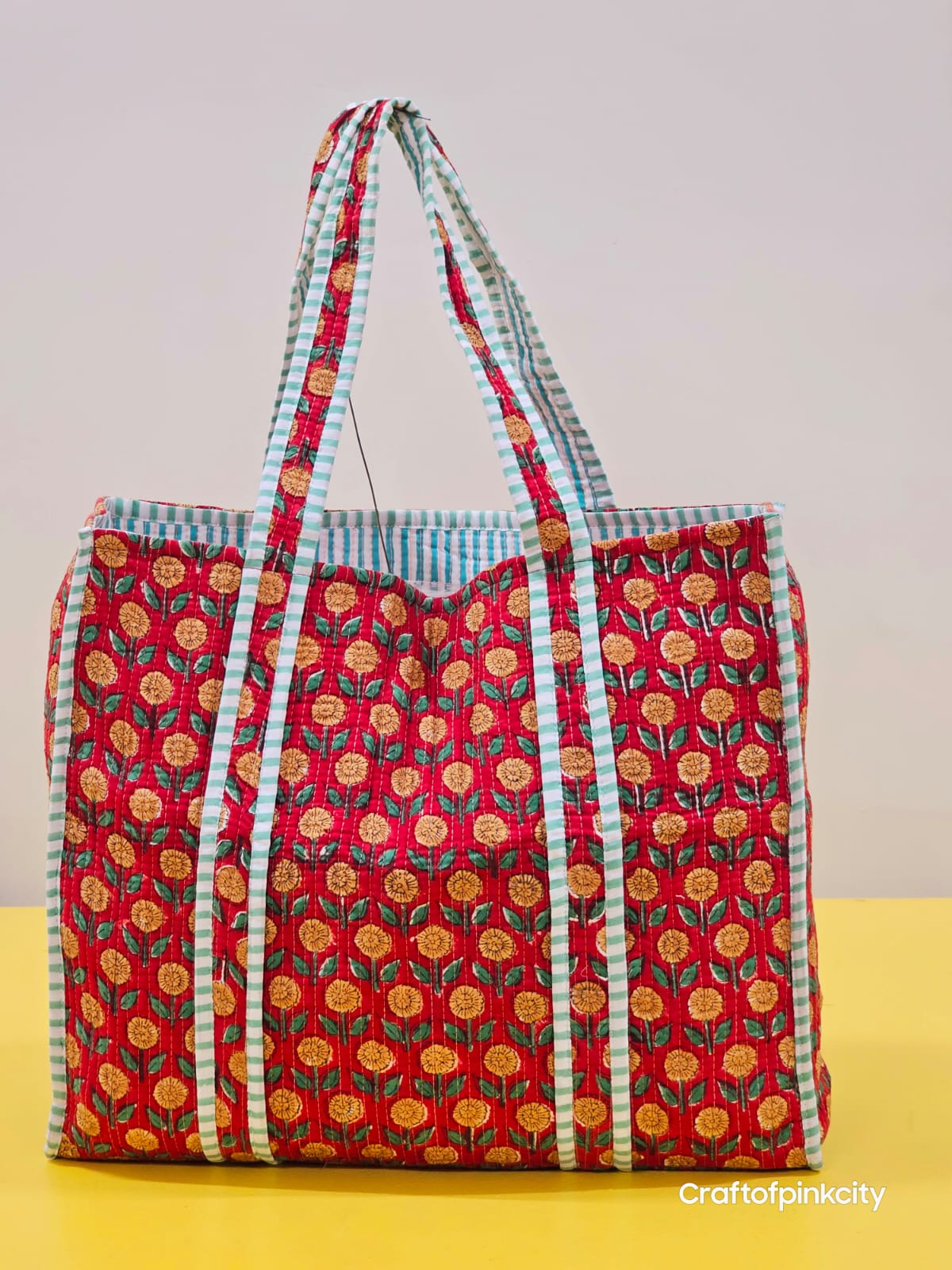 Cotton Floral Hand Block Printed Bags Cotton Quilted Tote Bags Eco Friendly Tote Bags Women Shopping Bags Block Print Bags
