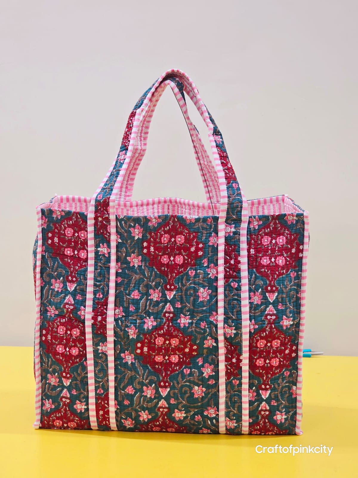 Women Shopping Bags Block Print Bags Cotton Quilted Tote Bags Eco Friendly Tote Bags