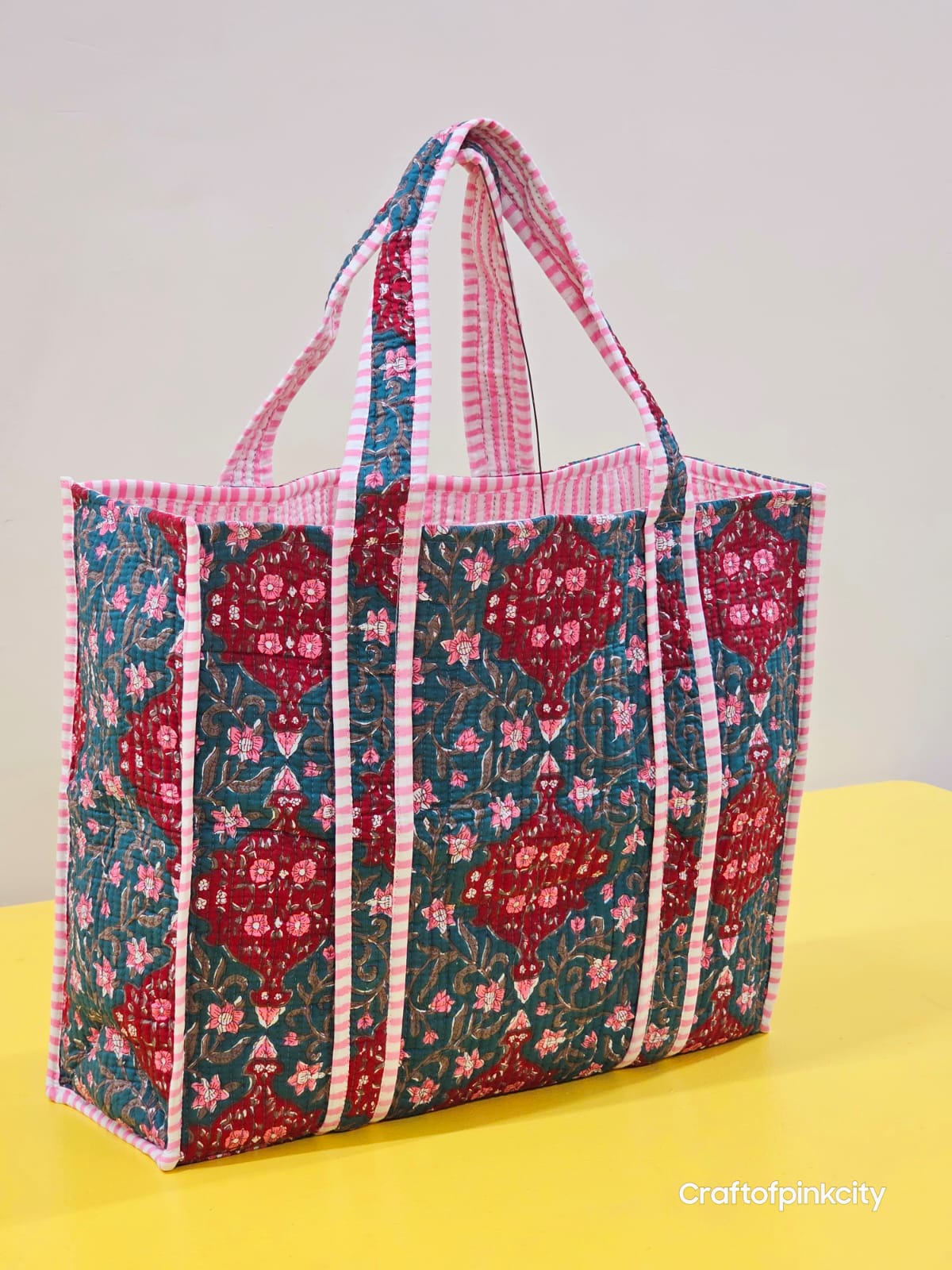 Women Shopping Bags Block Print Bags Cotton Quilted Tote Bags Eco Friendly Tote Bags