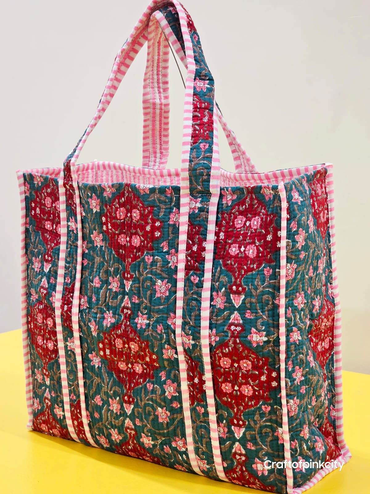 Women Shopping Bags Block Print Bags Cotton Quilted Tote Bags Eco Friendly Tote Bags