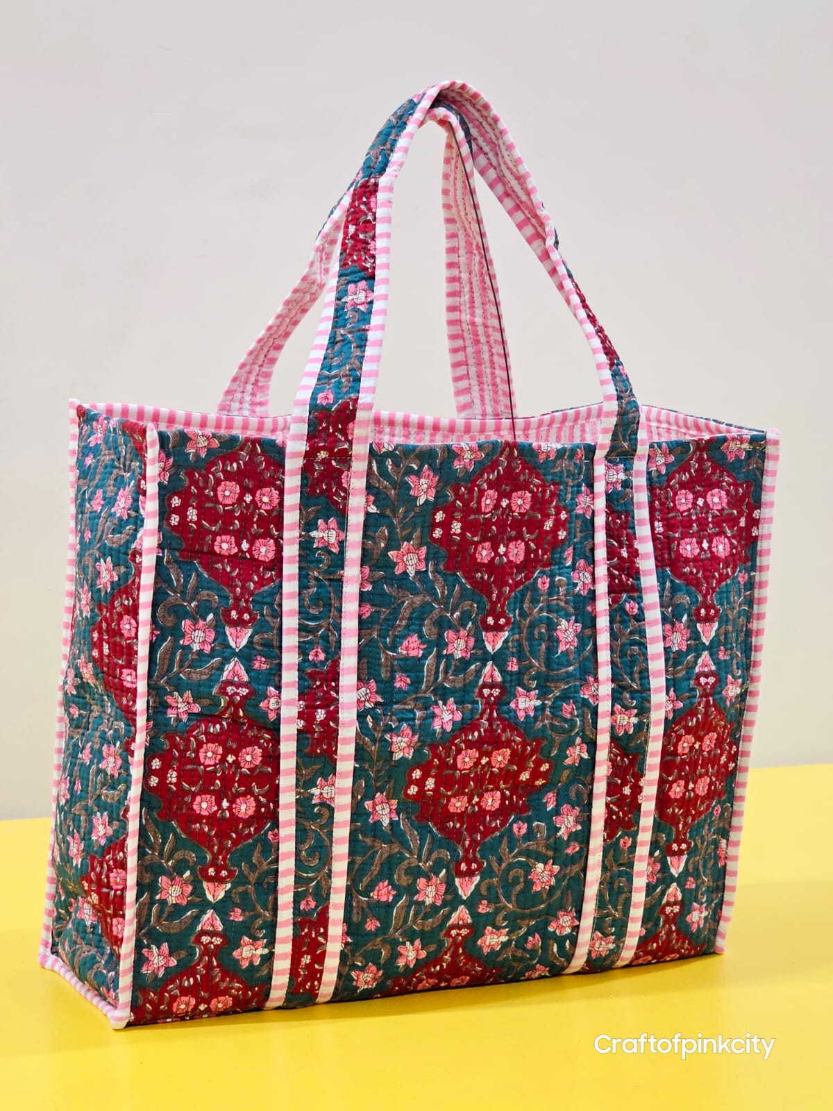Women Shopping Bags Block Print Bags Cotton Quilted Tote Bags Eco Friendly Tote Bags
