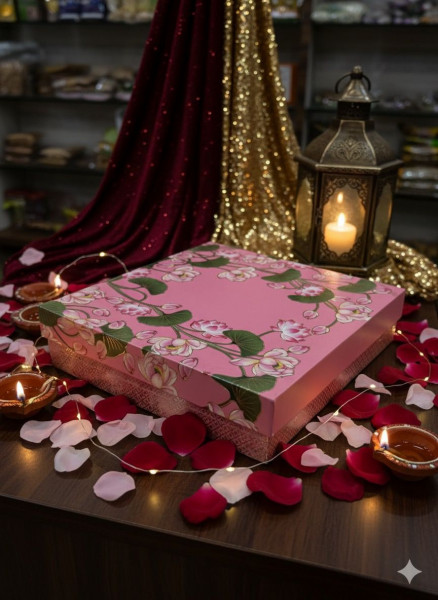 Image of PINK BOX (PISTA,KAJU,BADAM,AFGAHN KISHMISH,TRAIL MIX,KIWI,KESAAR LADU,SUGAR FREE DRYFRUIT CHIKKI,ALMOND BRITTLE CHOCOLTE)