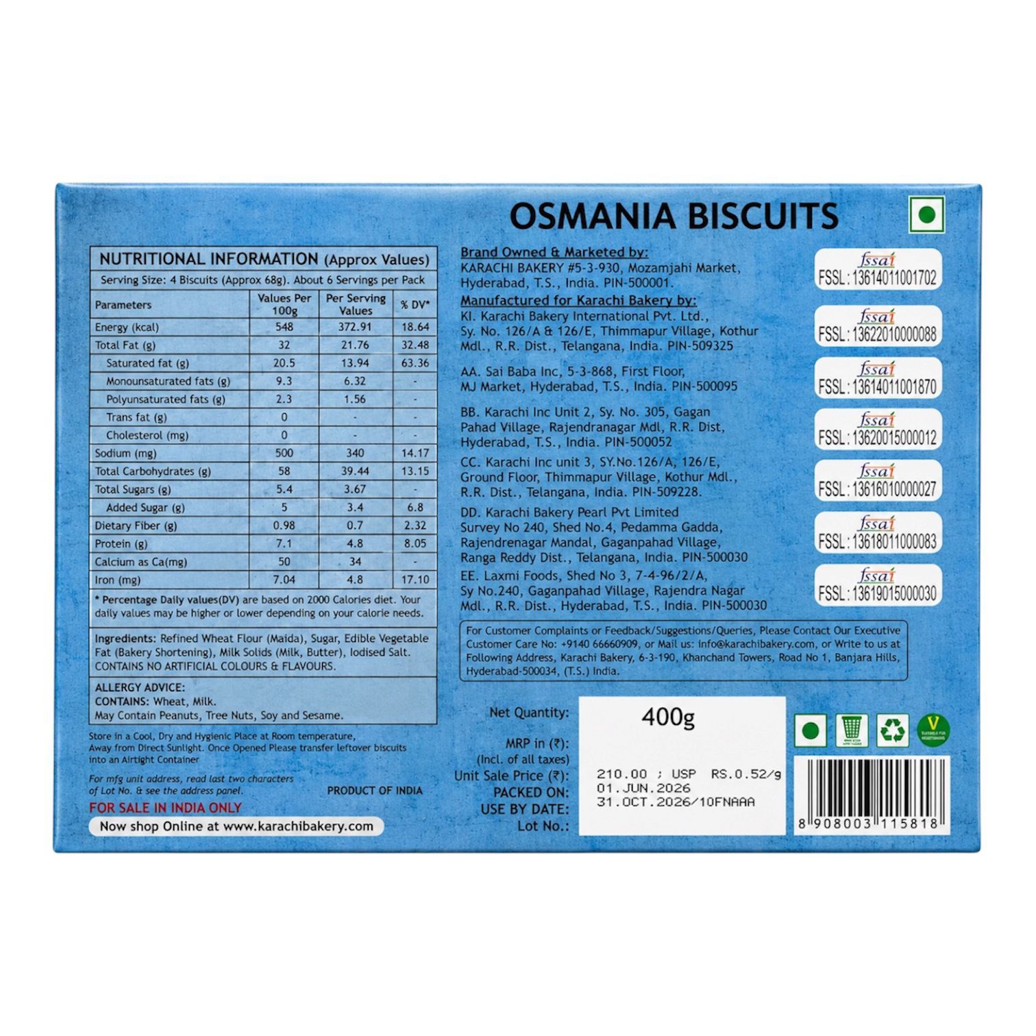 Osmania Biscuits- 400g