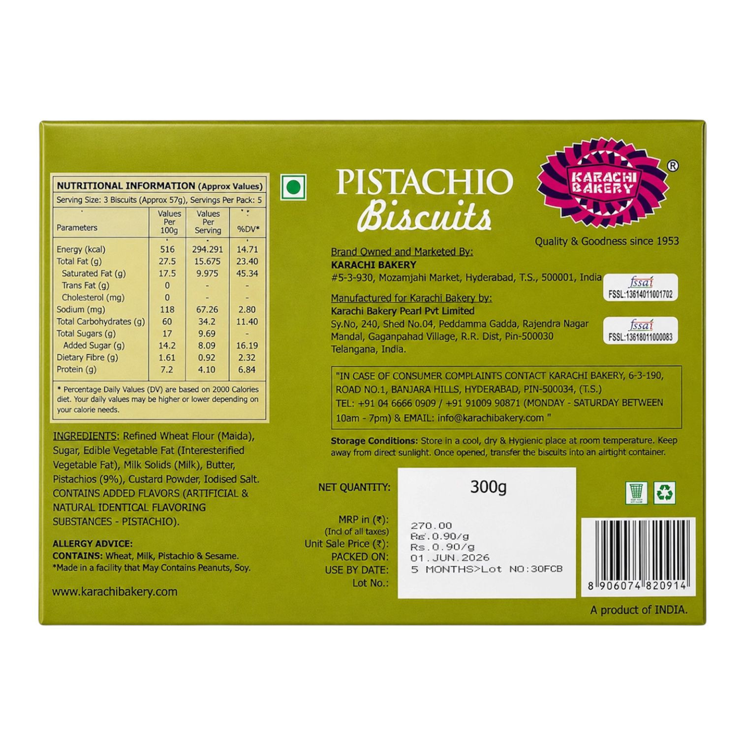 Pistachio Biscuits- 300g