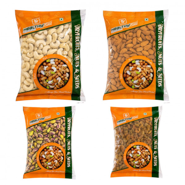 Image of Kaju-500g, Badam-500g, Golden Kishmish-250g, Green Pista-250g