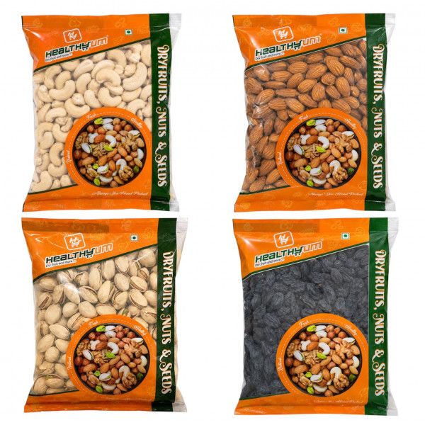 Image of Kaju-250g, Badam-250g, Roasted Pista-250g, Seedless Manuka-250g