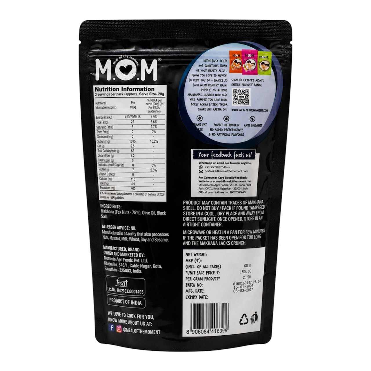 Roasted MakhanaBlack salt-60g