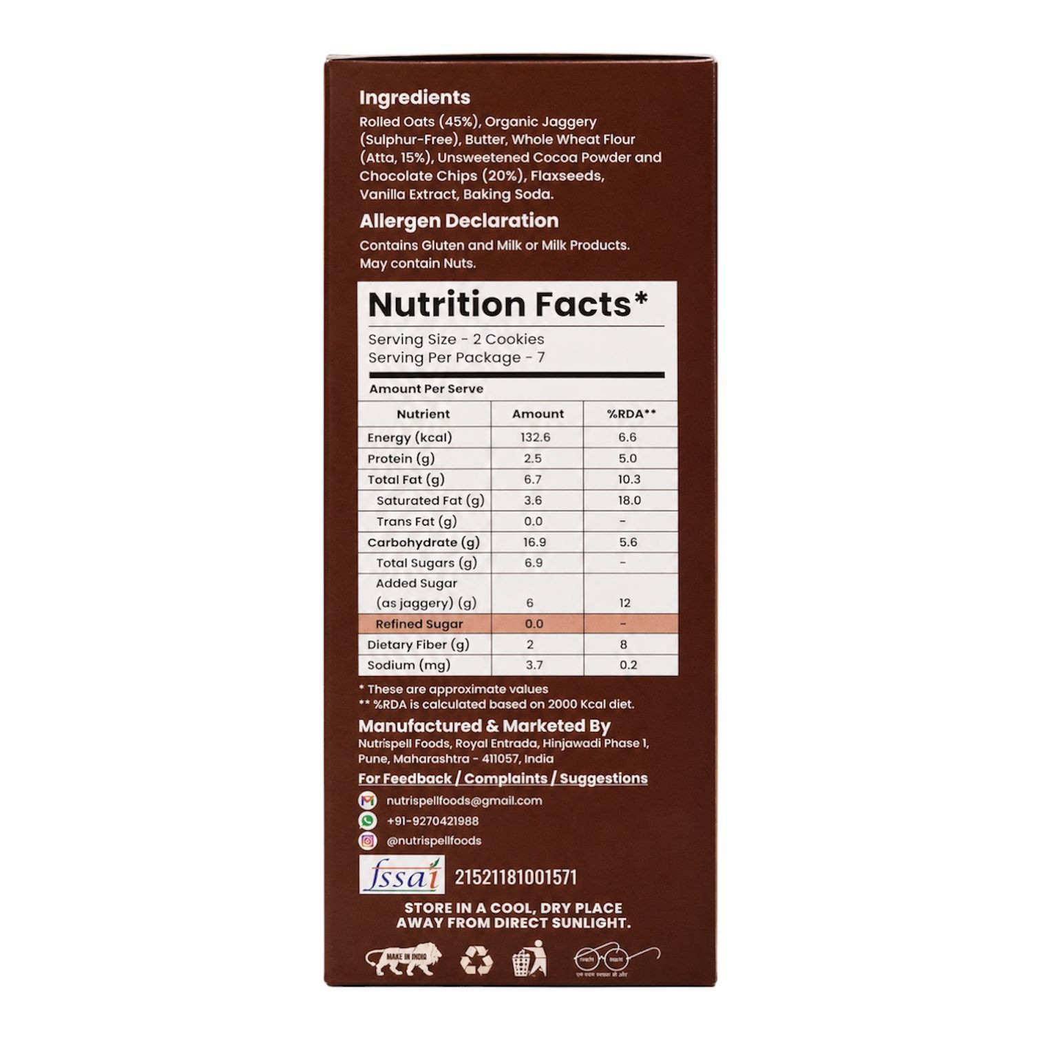 Nutrispell Double Chocolate Cookies- 160g