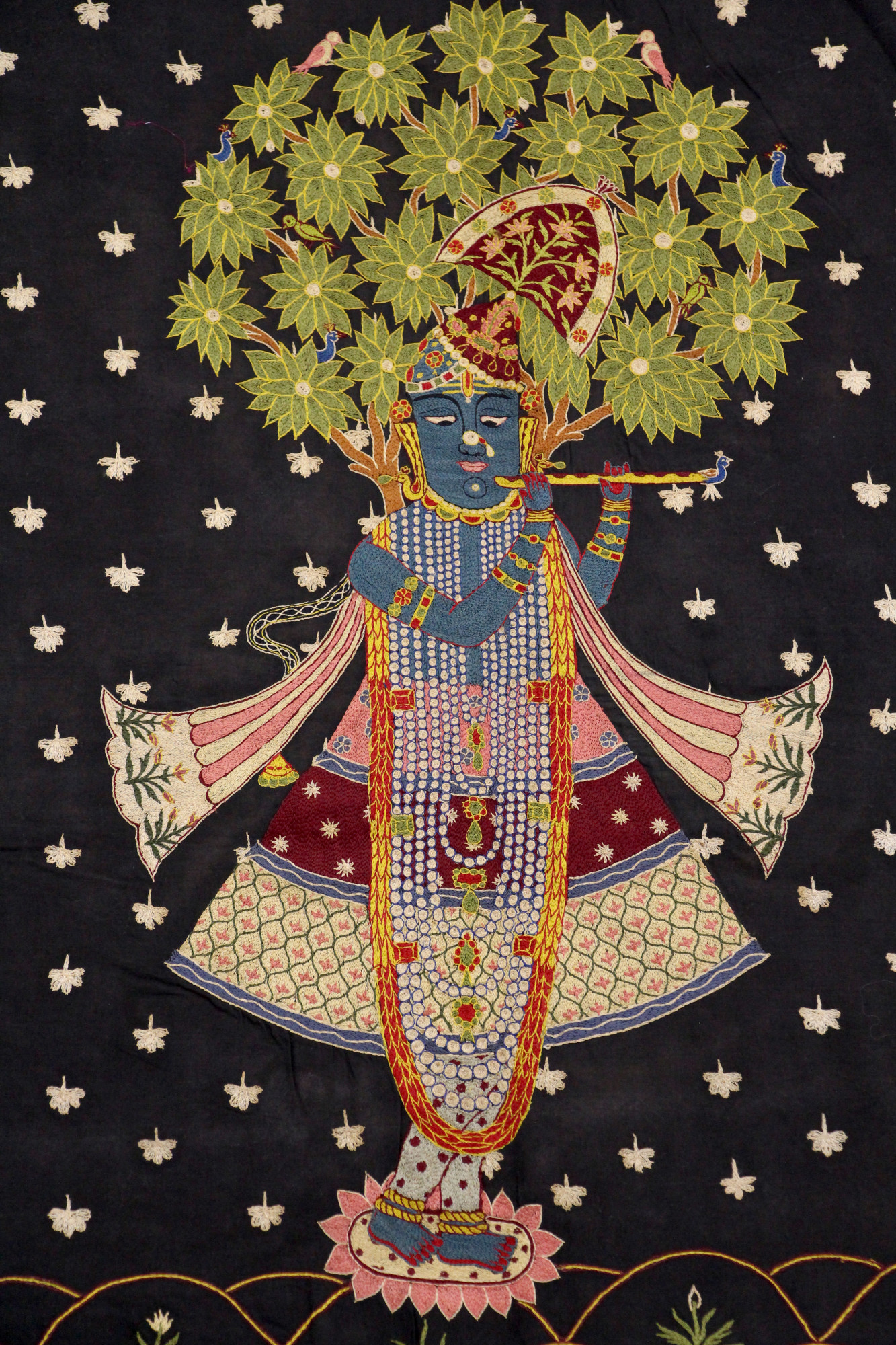 Hand-Embroidered Krishna Raas Textile Panel