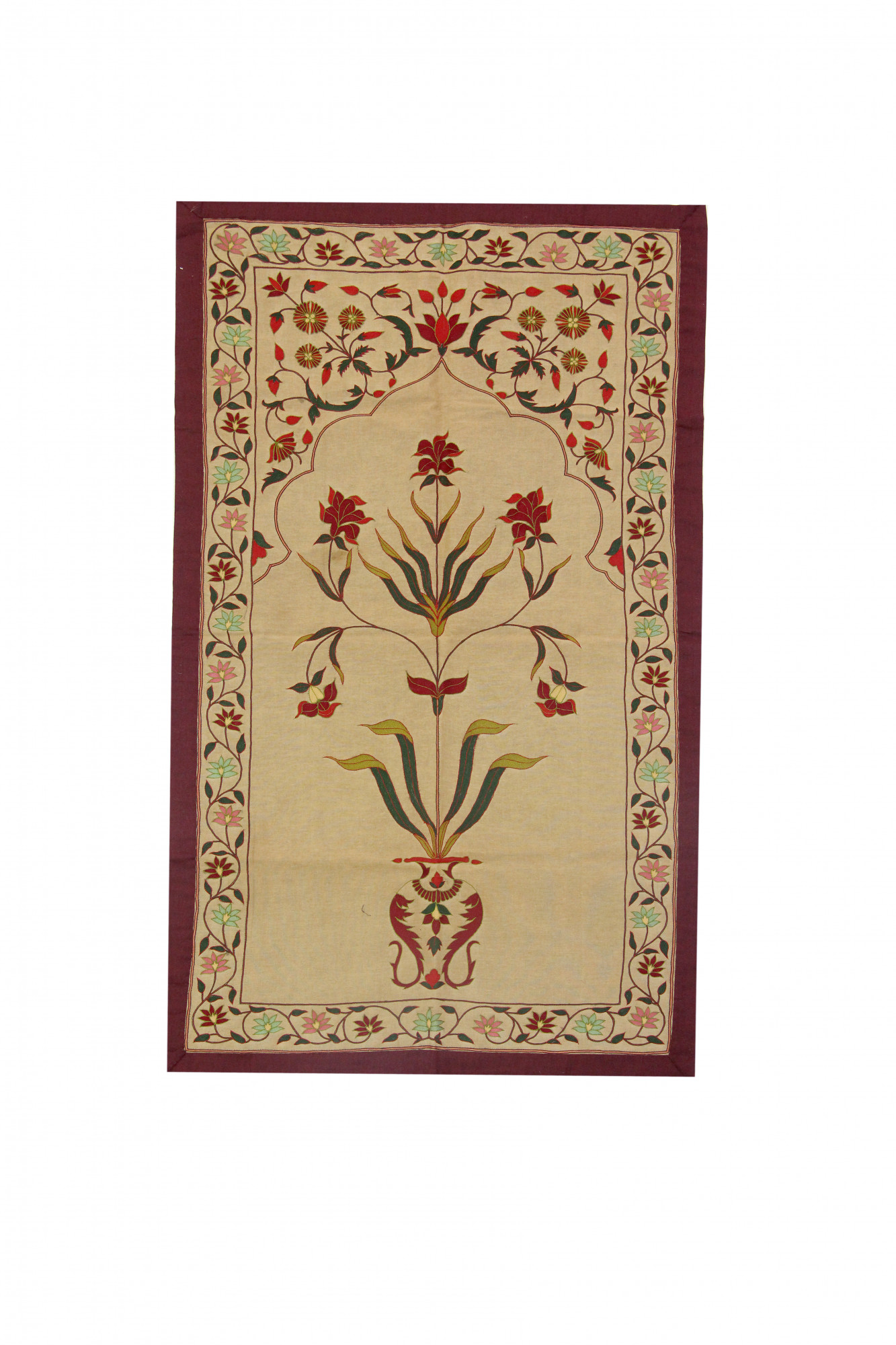 Floral Arch Hand-Embroidered Textile Panel
