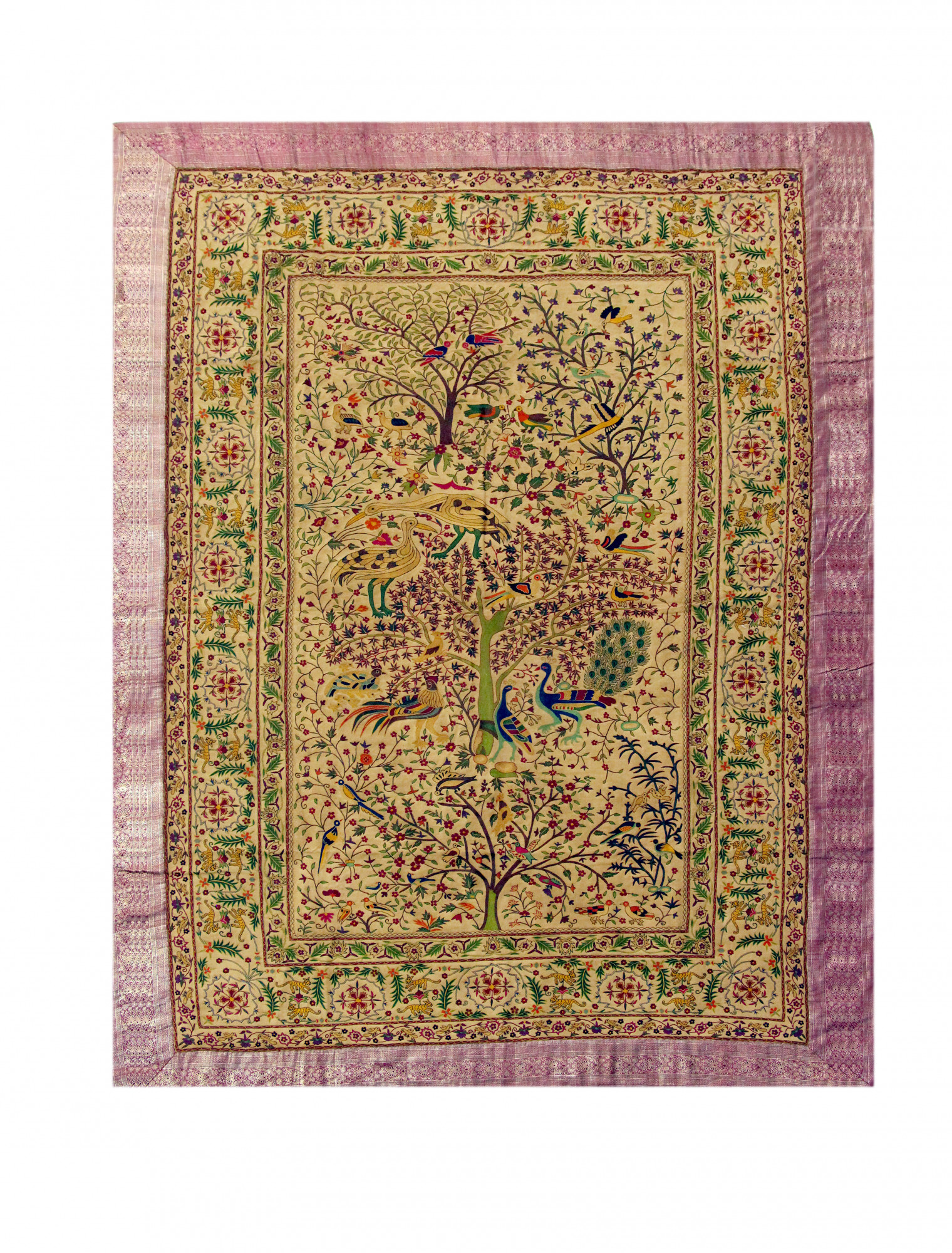 Garden of Life Hand Embroidered Silk Textile