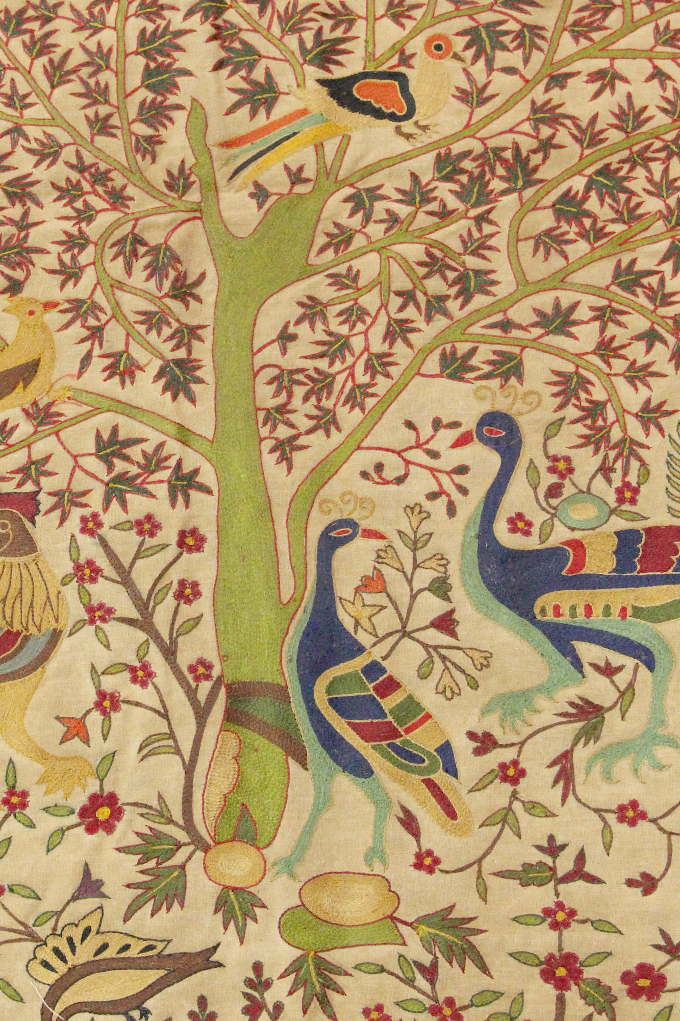 Garden of Life Hand Embroidered Silk Textile