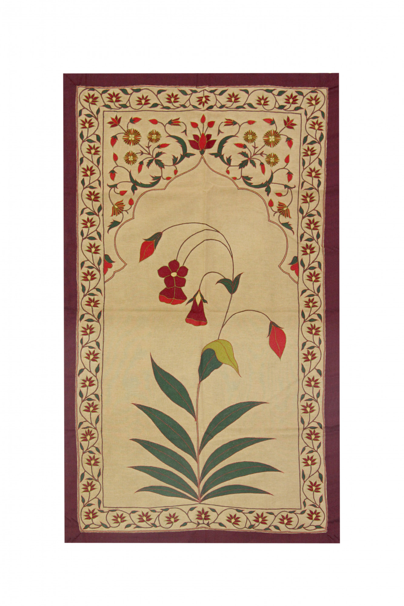 Floral Arch Hand-Embroidered Textile Panel