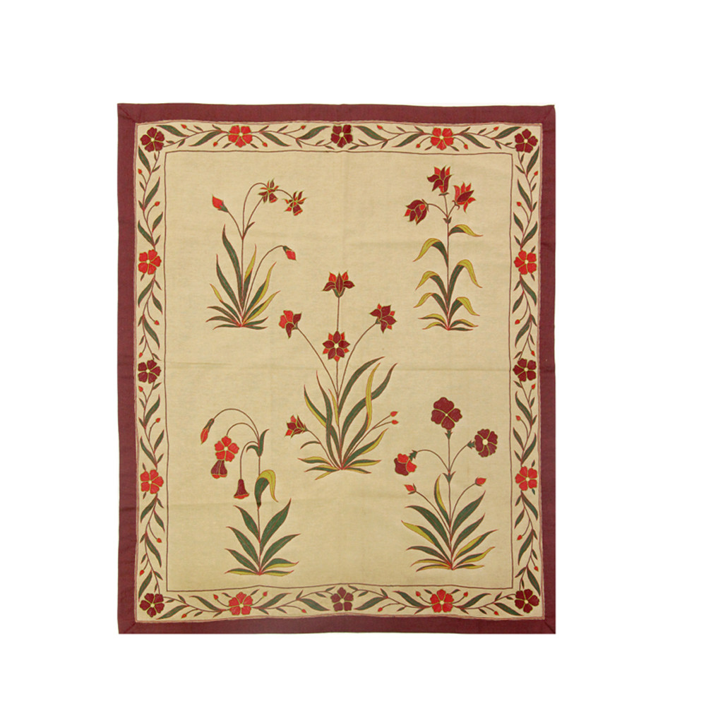 Floral Garden Motif Hand-Embroidered Textile