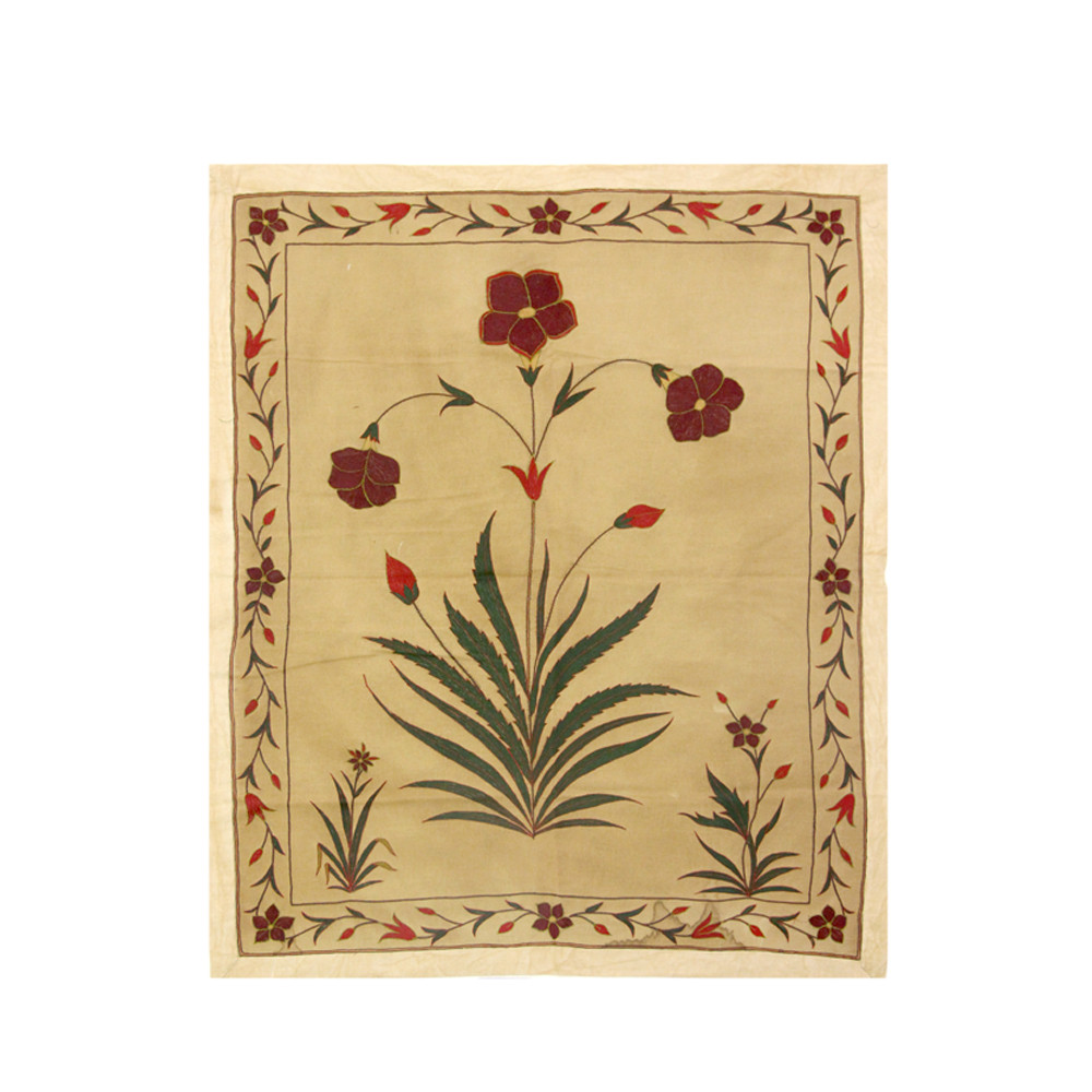 Image of Single Bloom Hand-Embroidered Textile Panel