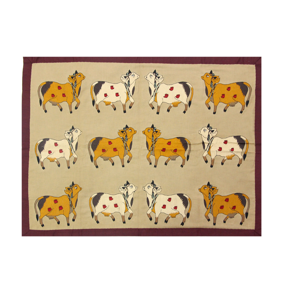Image of Embroidered cows pichwai