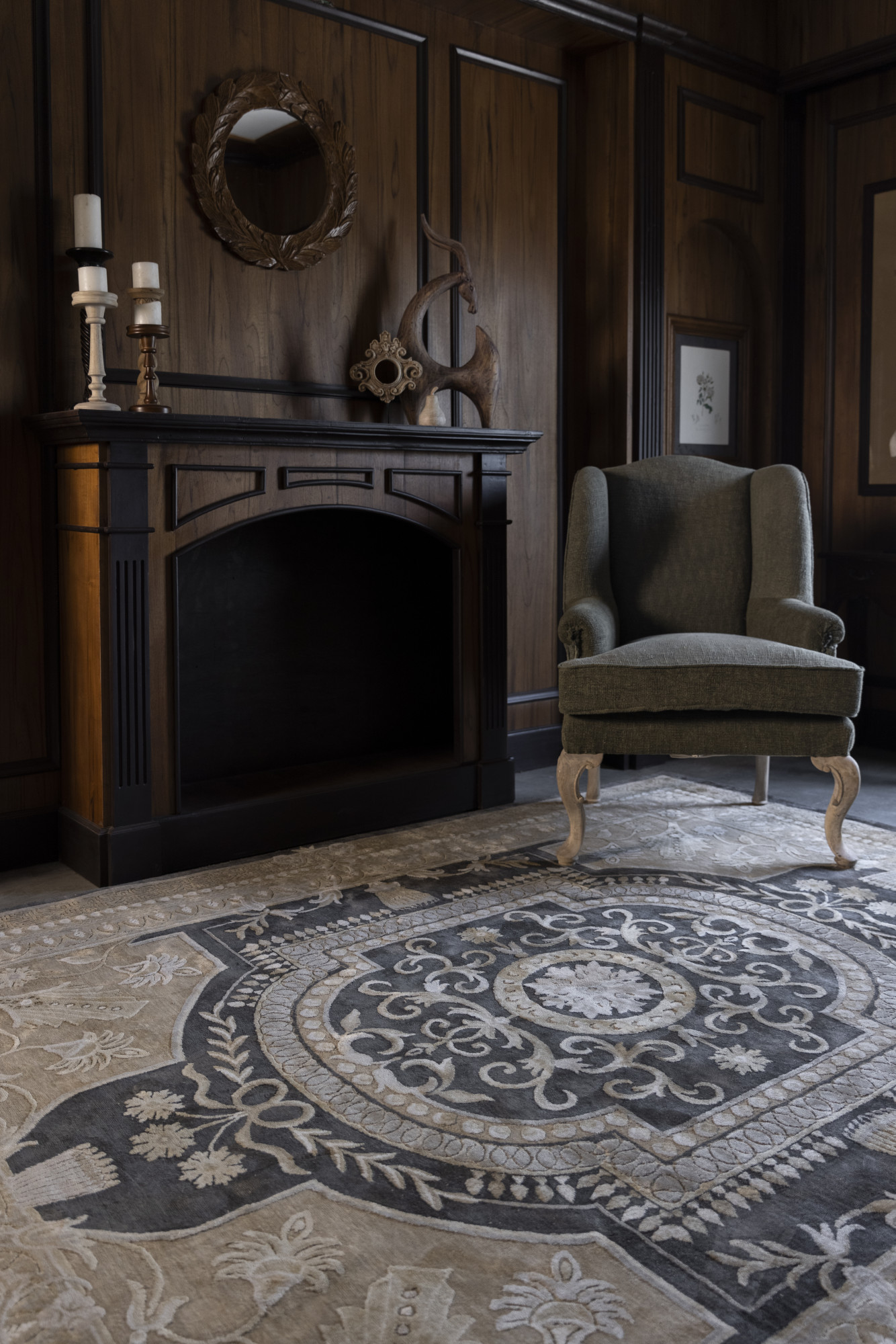 Wing back chair - leather