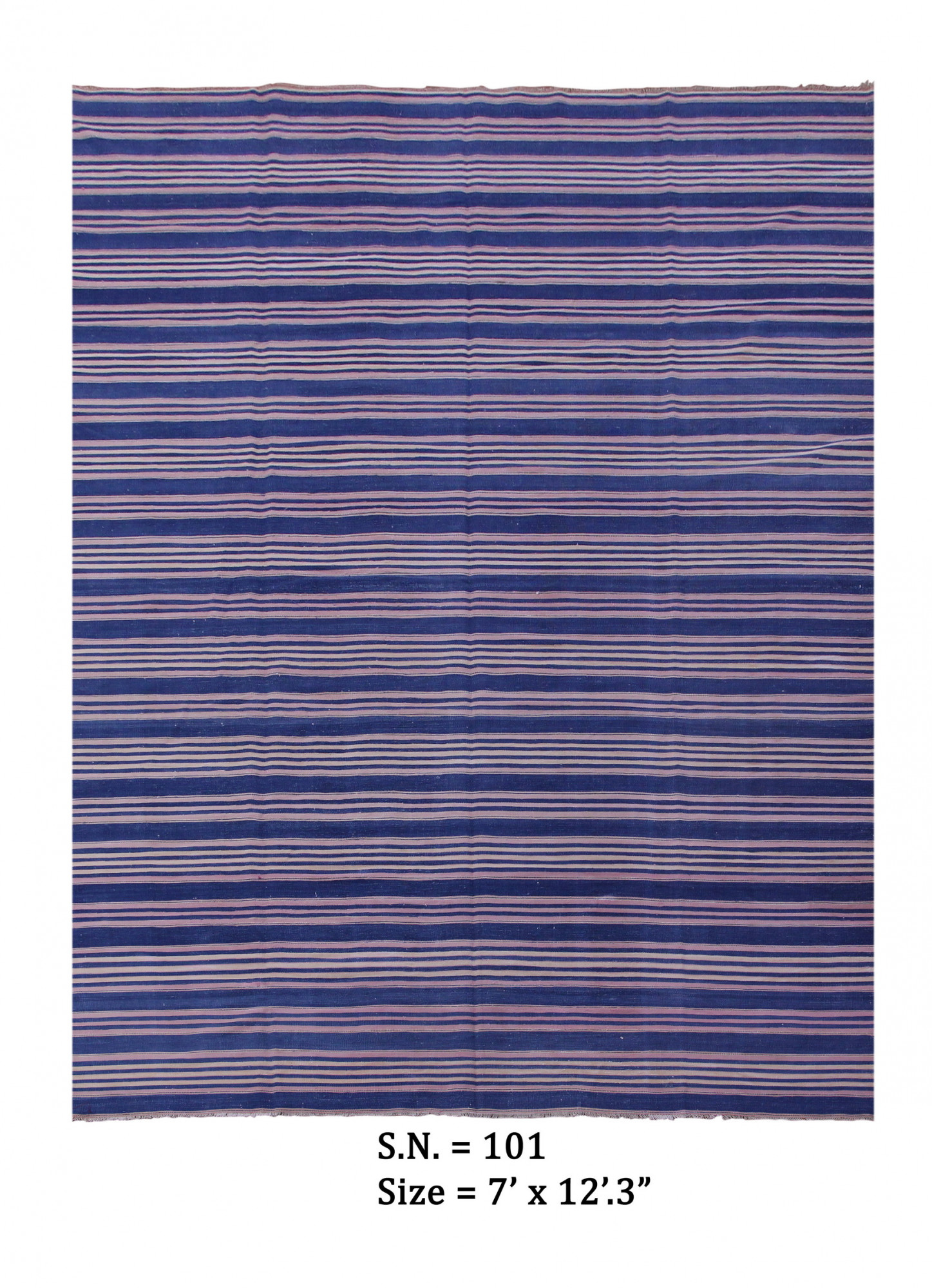 Indigo Horizon Vintage Striped Flatwoven Dhurrie