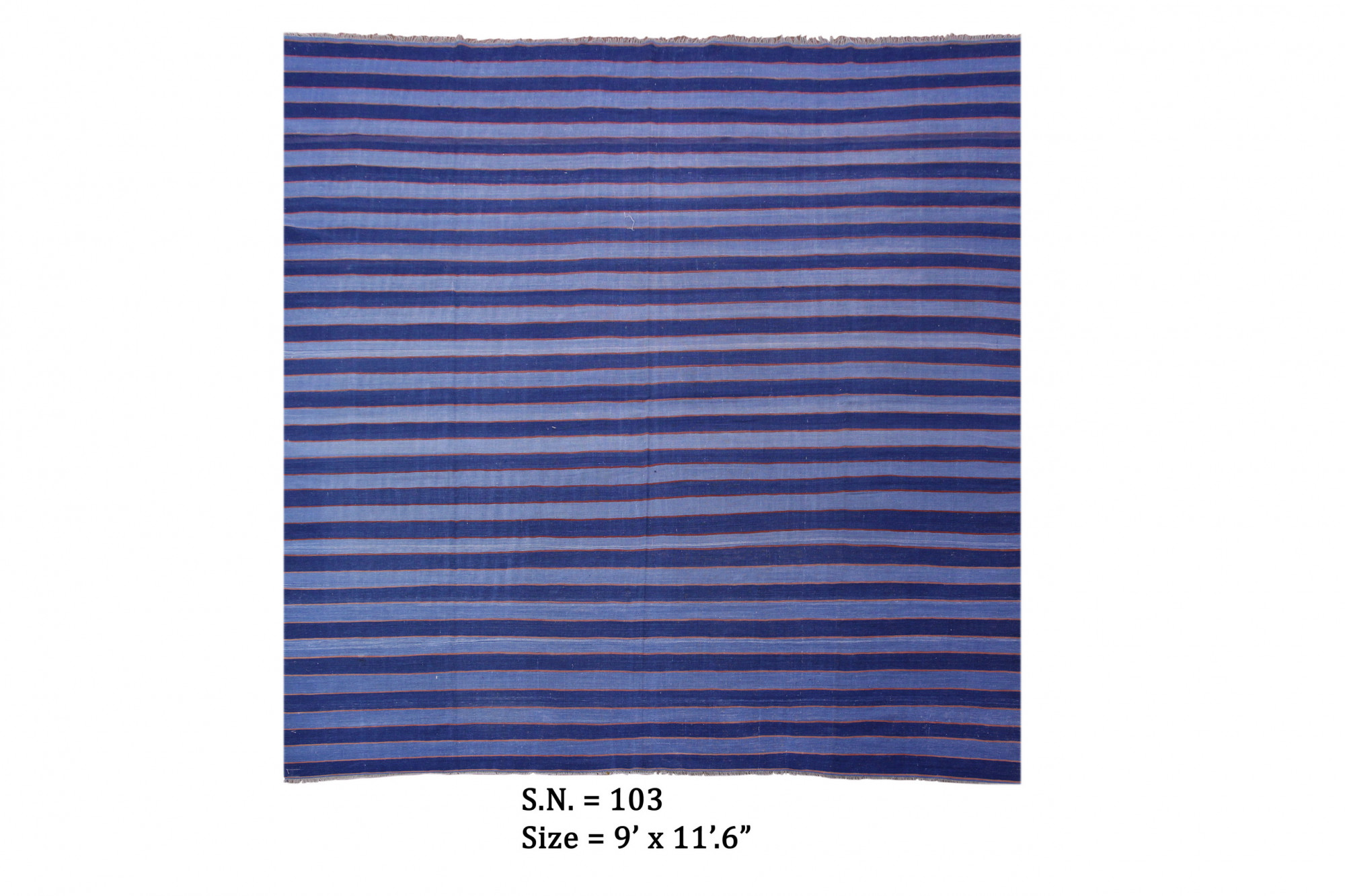 Midnight Tides Vintage Striped Flatwoven Dhurrie