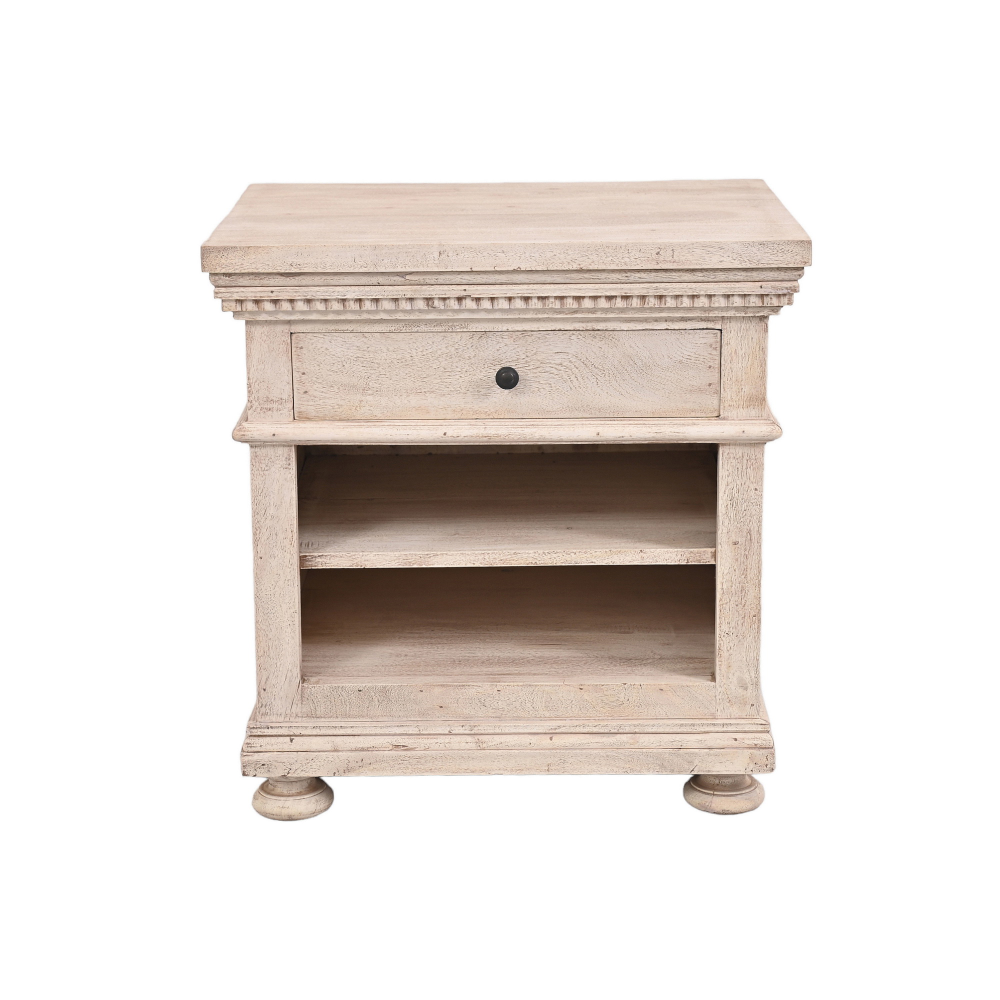 Scroll side table with shelf