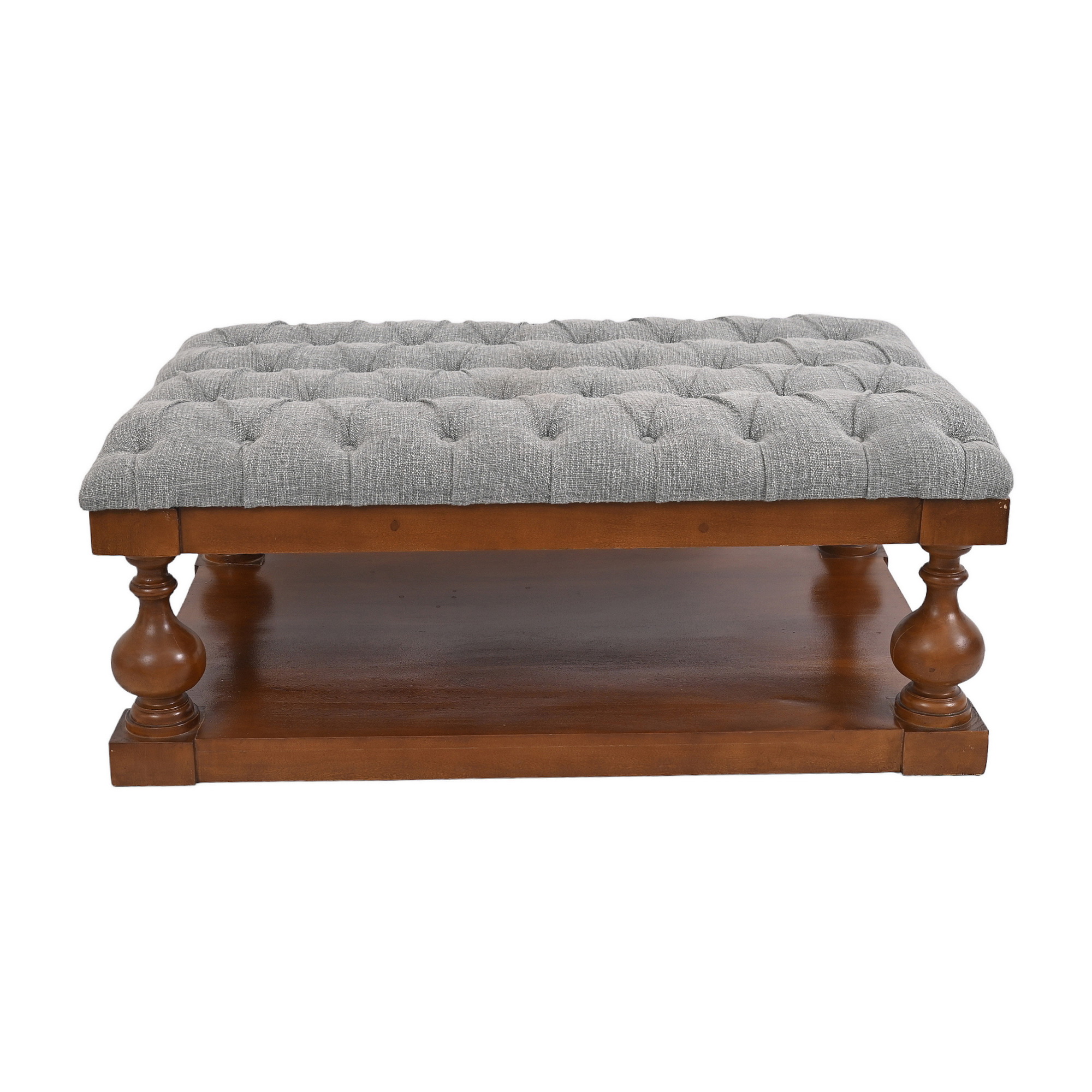 Tufted Ottoman Hard Wood Coffee Table