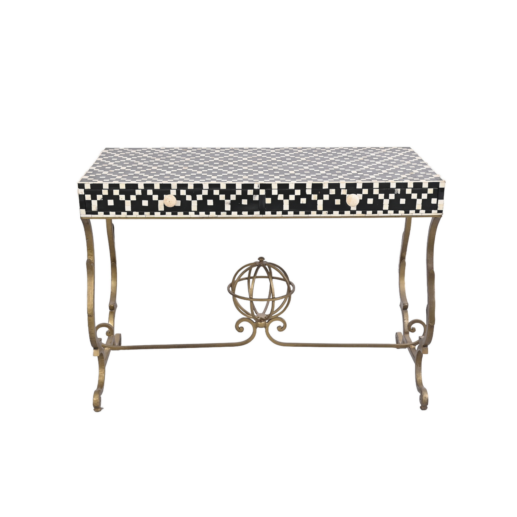 Bone inlay iron desk