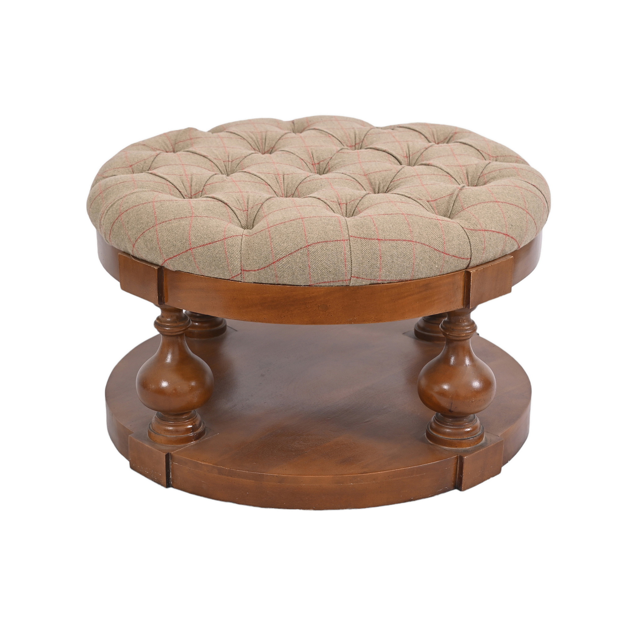 Tufted tweed round ottoman coffee table