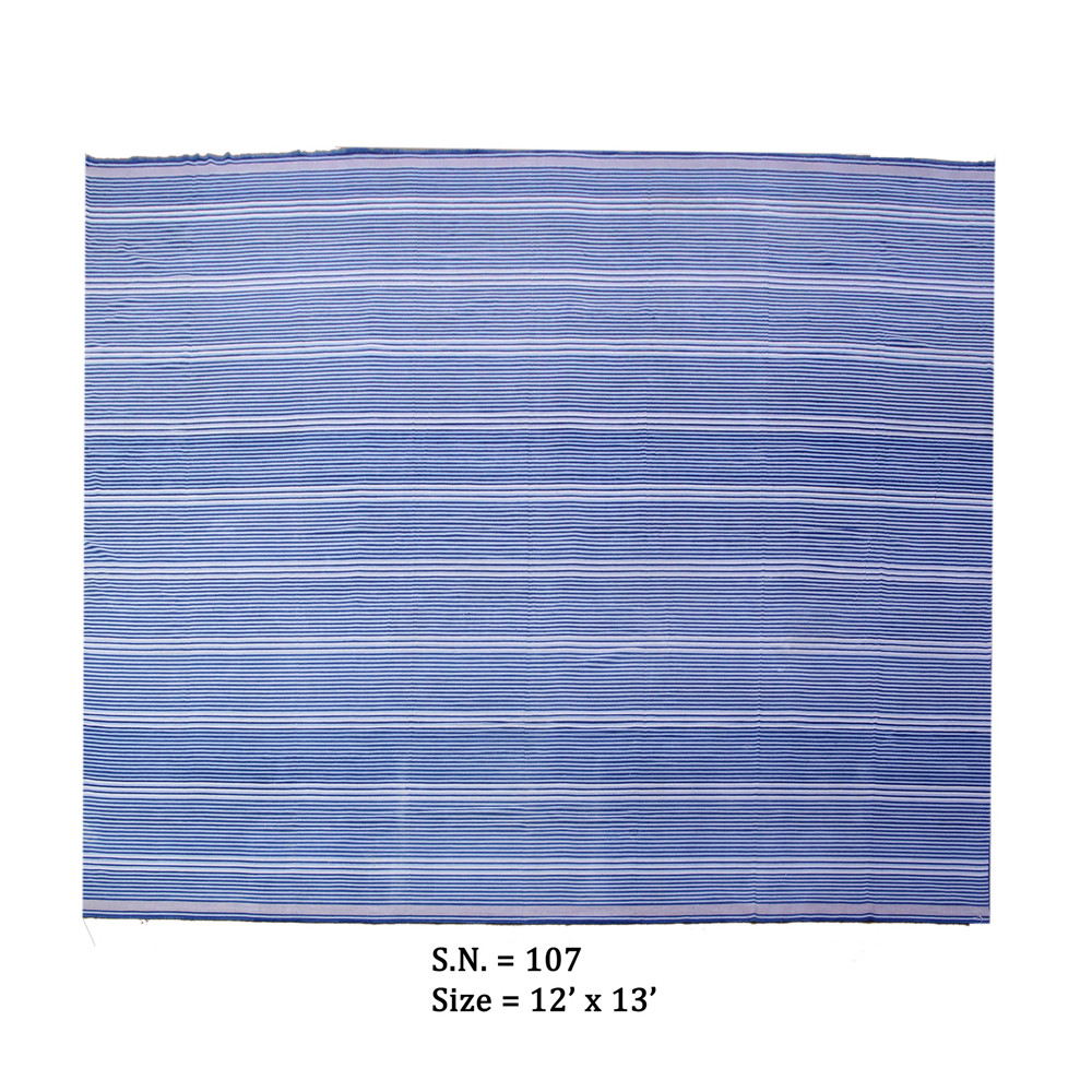 Azure Lines Vintage -Striped Flatwoven Dhurrie