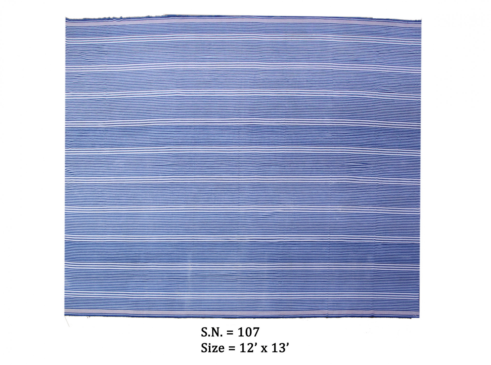 Azure Lines Vintage -Striped Flatwoven Dhurrie