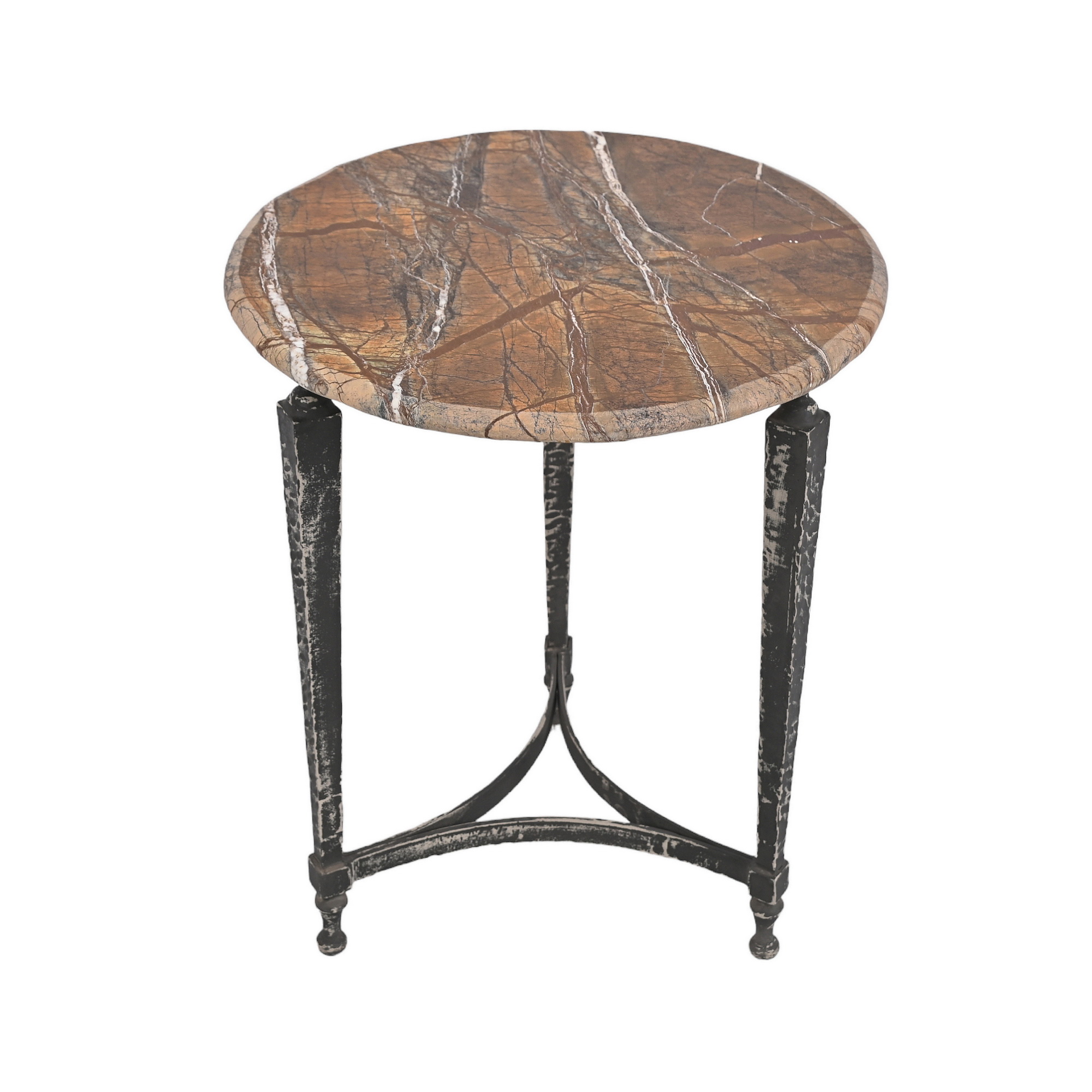 Stone top iron side table