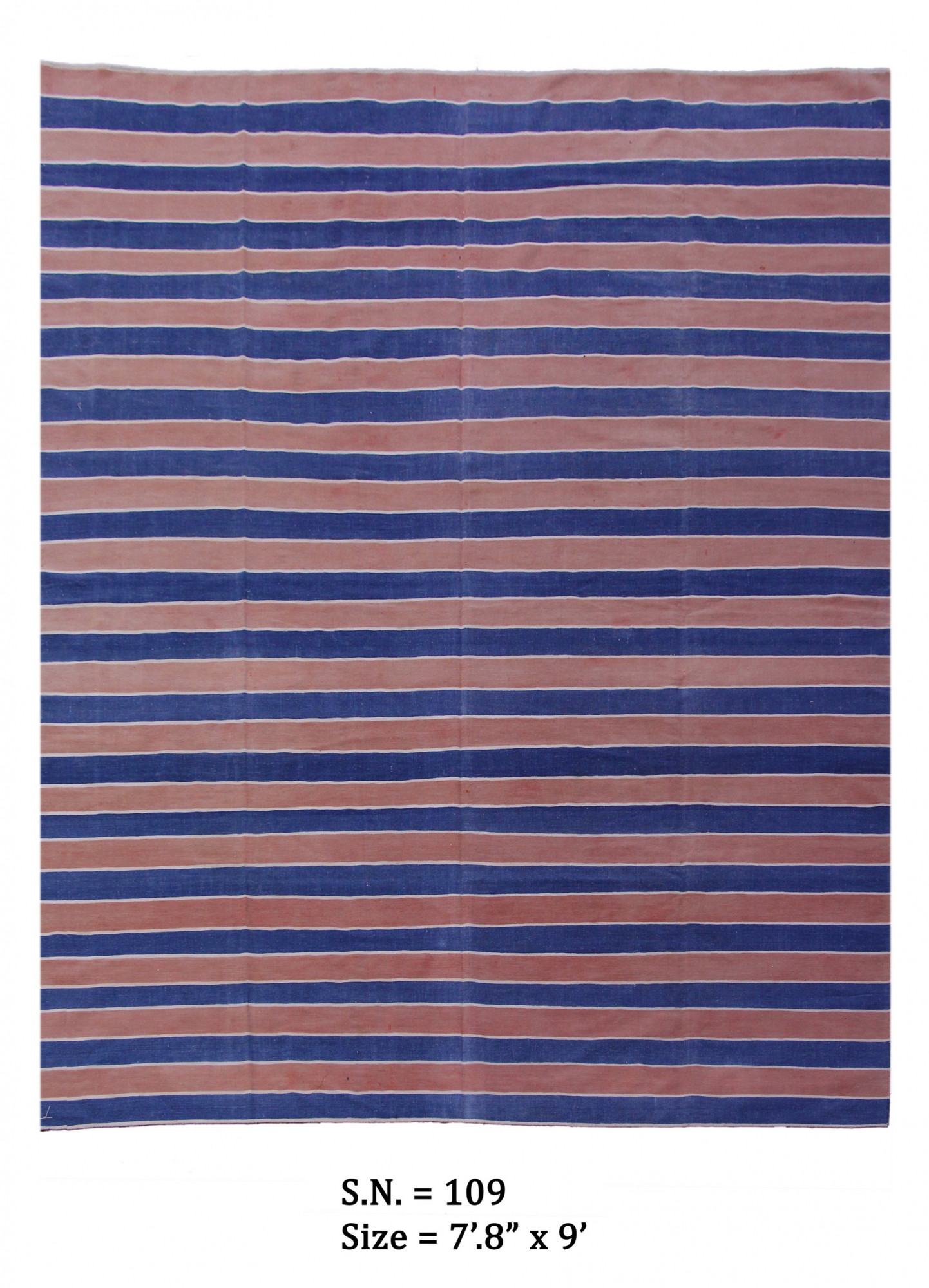 Indigo  Blush Stripe  Vintage Flatwoven Dhurrie
