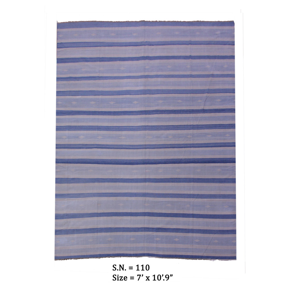 Image of Soft Indigo Horizon – Vintage Flatwoven Dhurrie
