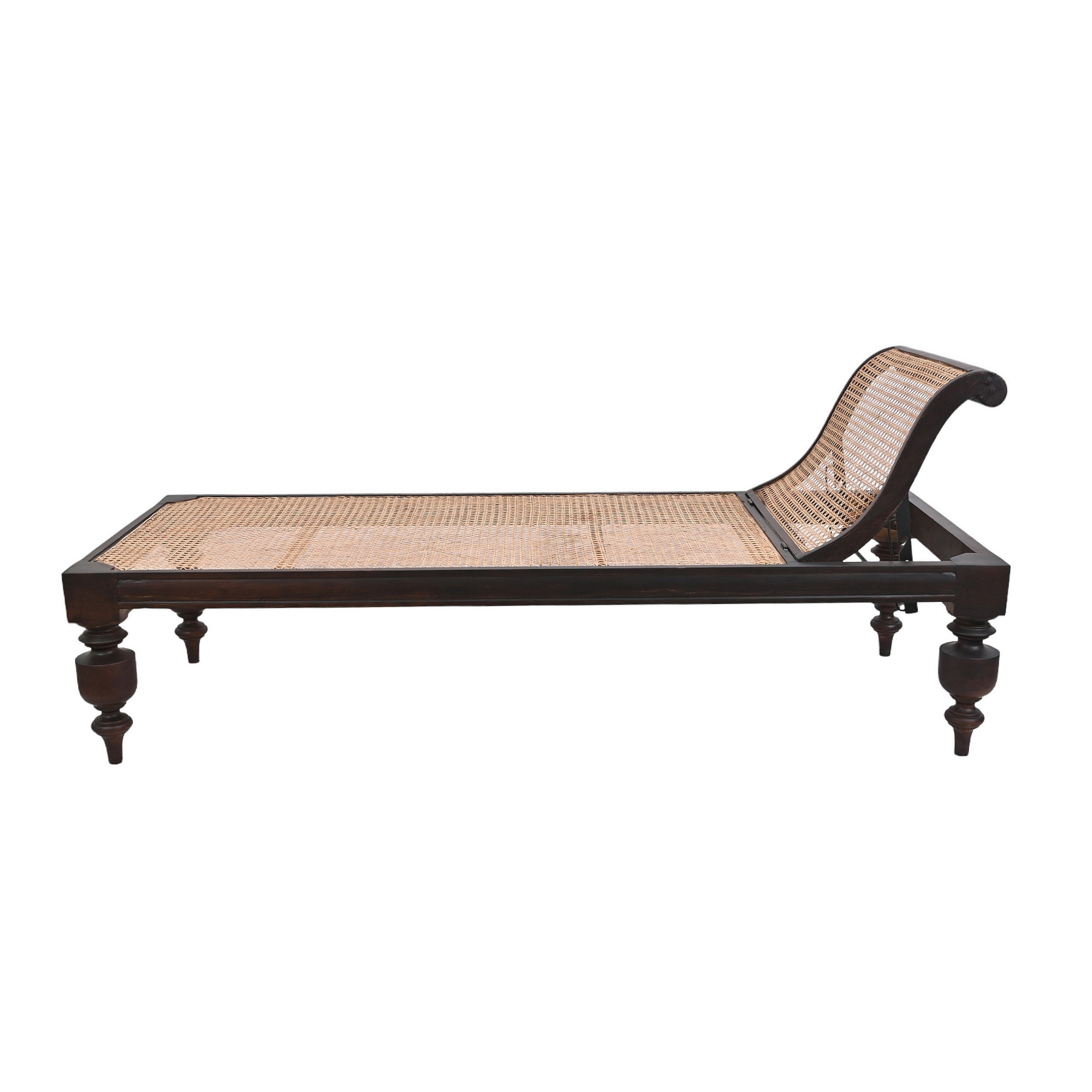 Colonial British Mahogany Caned Daybed